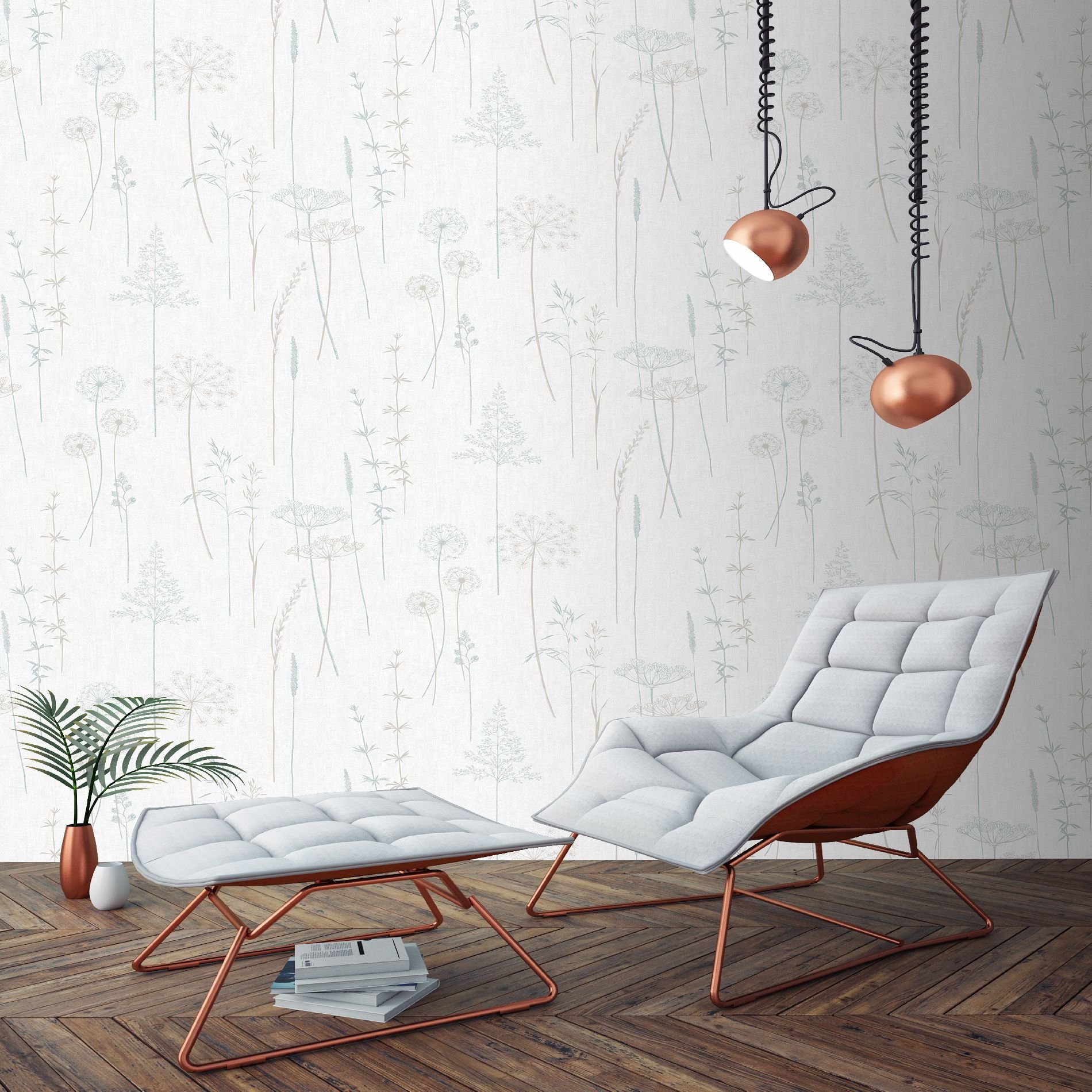 Superfresco Easy Duck Egg Meadow Wallpaper,1000cm Length x 52cm Wide