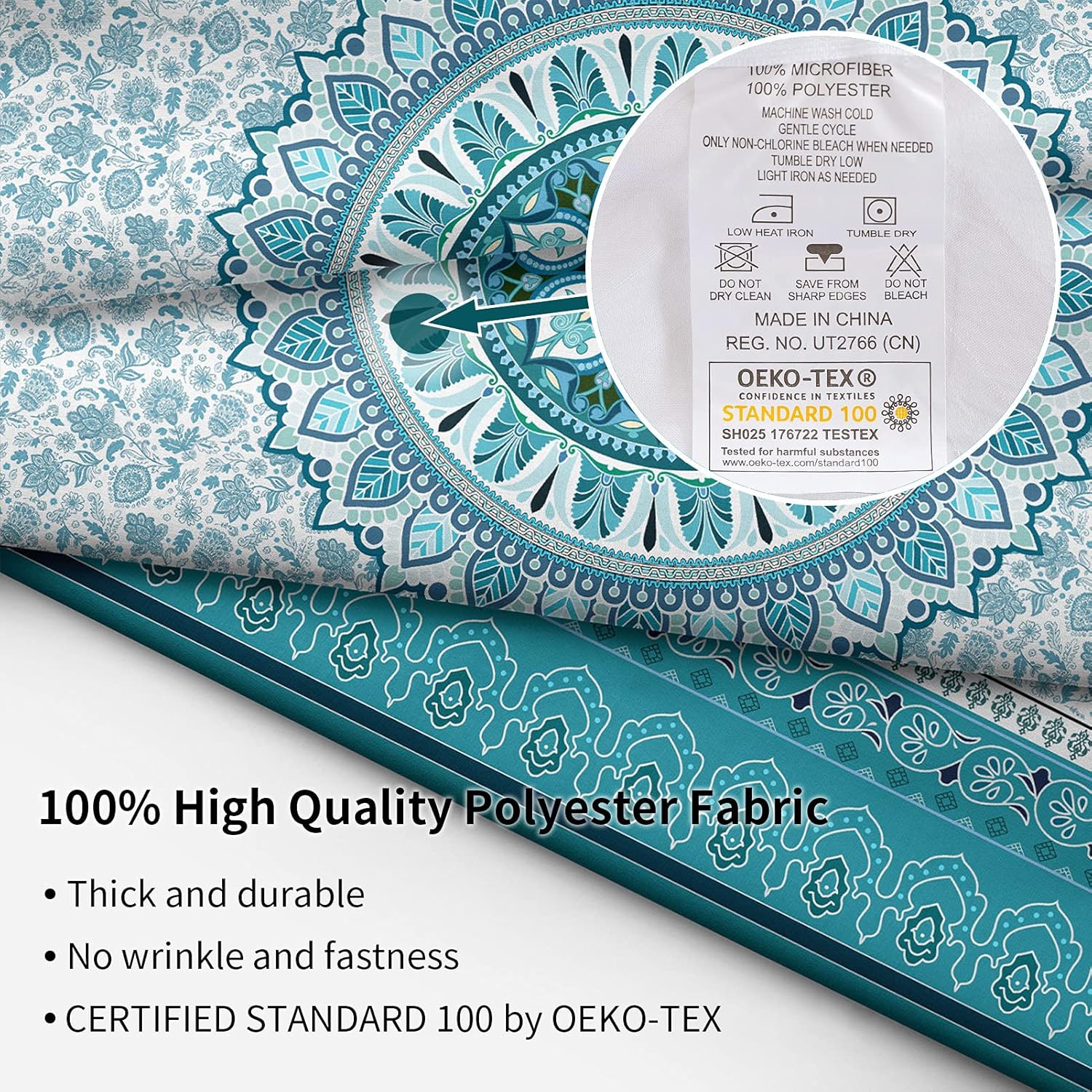 HYPREST Blue and Teal Mandala Tapestry Wall Hanging, Indian Boho Tapestry for Bedroom, Floral Tapestry for Living Room Bohemian Room Decor Tapestry With Clips and Hooks (51" x 59"inches) : Home & Kitchen