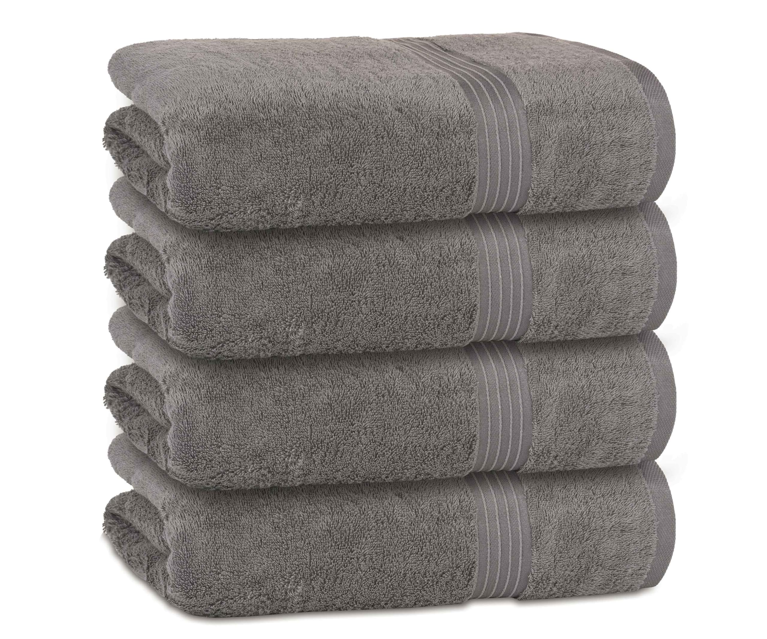 Bliss Casa Bath Towel Set (4 Pack, 70 X 140 cm) - 600 GSM 100% Combed Cotton Quick Drying Highly Absorbent Thick Bathroom Towels - Soft Hotel Quality for Bath and Spa Grey Bath Towel 4 Pack