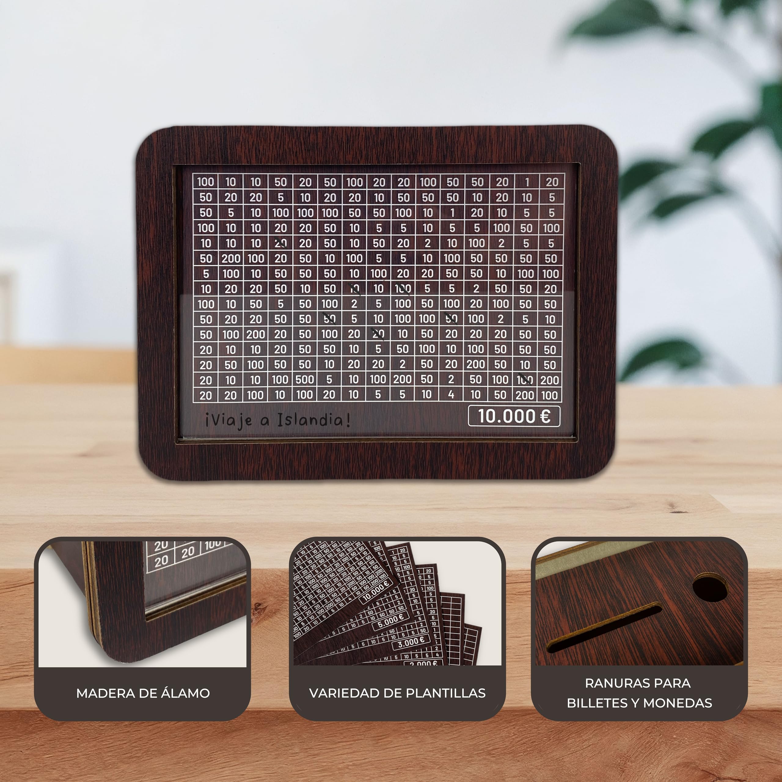 Huchas Originales de Madera con Rotulador y Paneles Reutilizables para Adultos y Niños