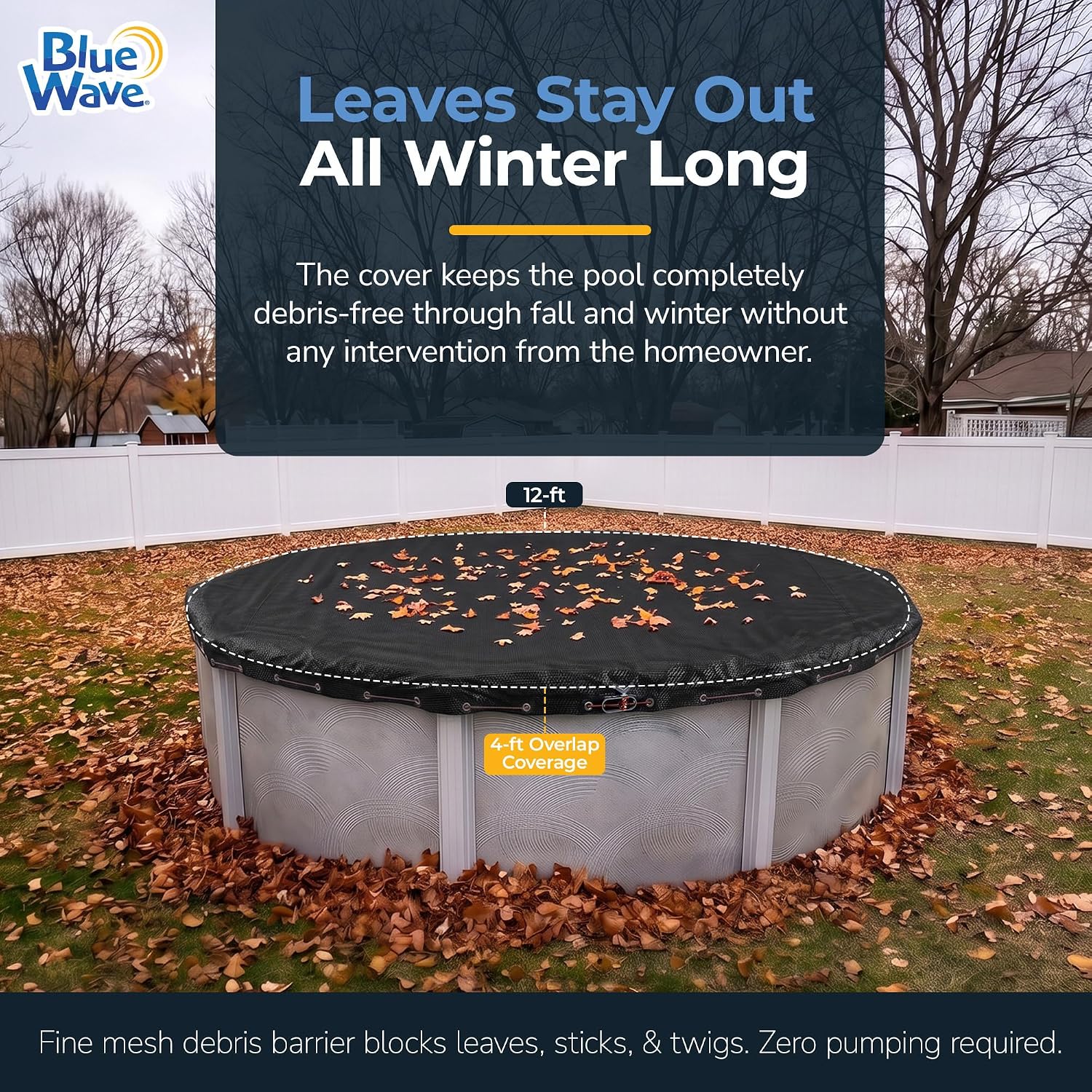 Blue Wave Arctic Armor 12-ft Round Rugged Mesh Pool Cover for Winter image 2