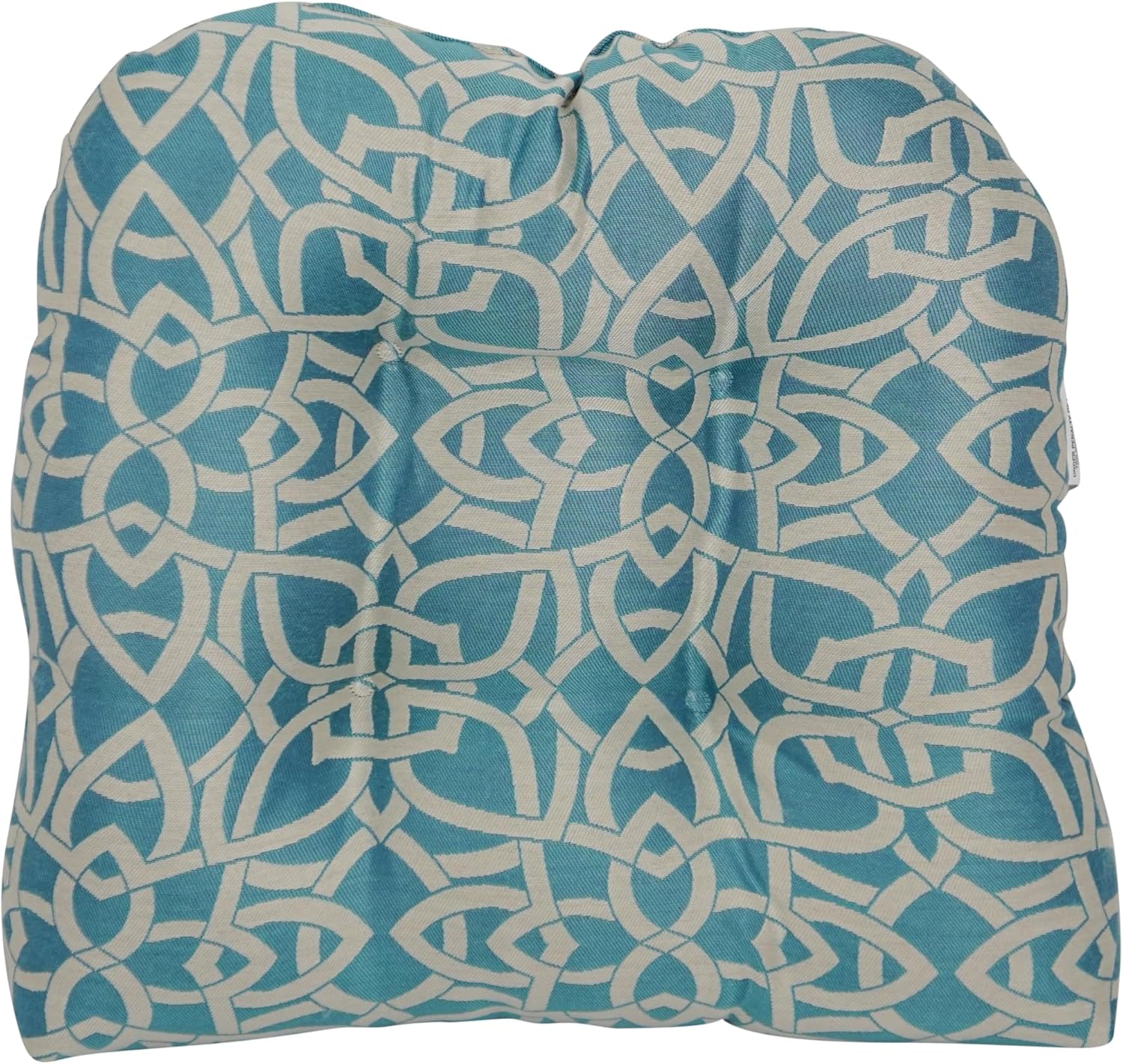 Blazing Needles Rounded Back Tufted Premium Woven Outdoor Chair Cushion, 19 x 19, Dolan Tuquoise 2 Count