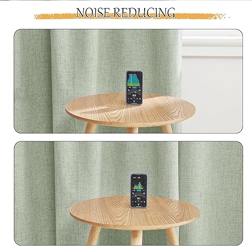 Miniatura 5 de StangH Cortinas 100% opacas de lino verde salvia de 84 pulgadas de largo para sala de estar, cortinas texturizadas de lino con pestaña trasera con