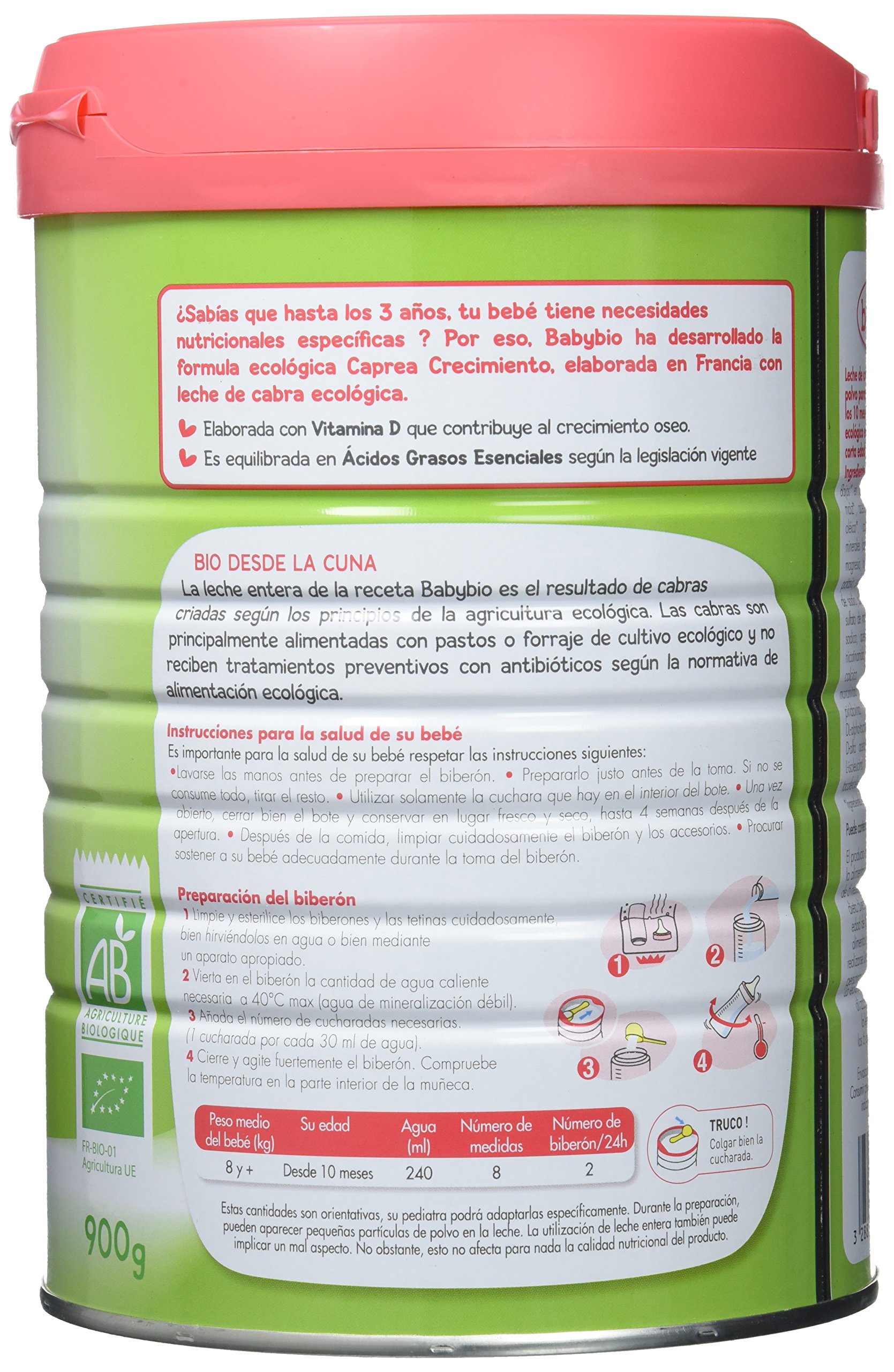 BabyBio Caprea Leche 3 Crecimiento - 900 gr