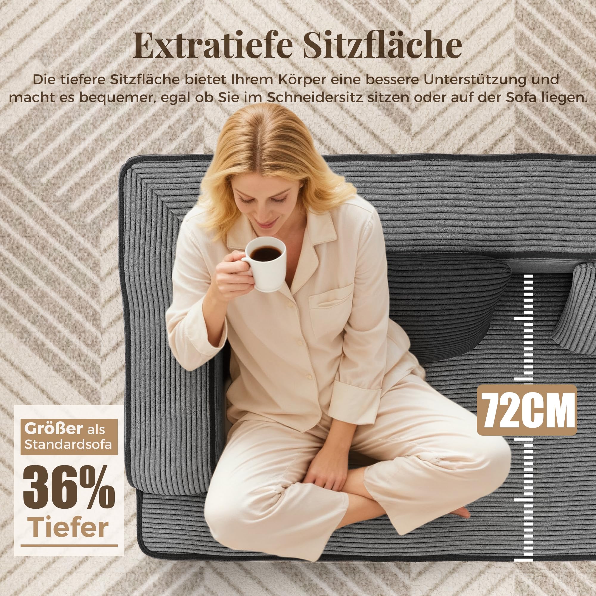 ALPHA HOME Ecksofa mit Schlaffunktion, L-Form Boneless Couch