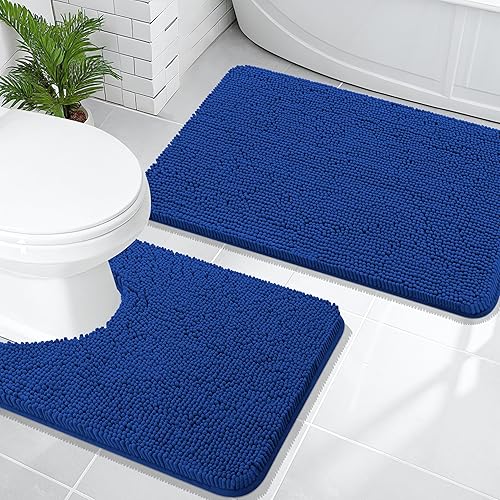 Miniatura 155 de OLANLY Juego de 2 alfombras de baño, tapetes de baño de felpilla suave y absorbente y tapete para inodoro con contorno en forma de U, alfombra de