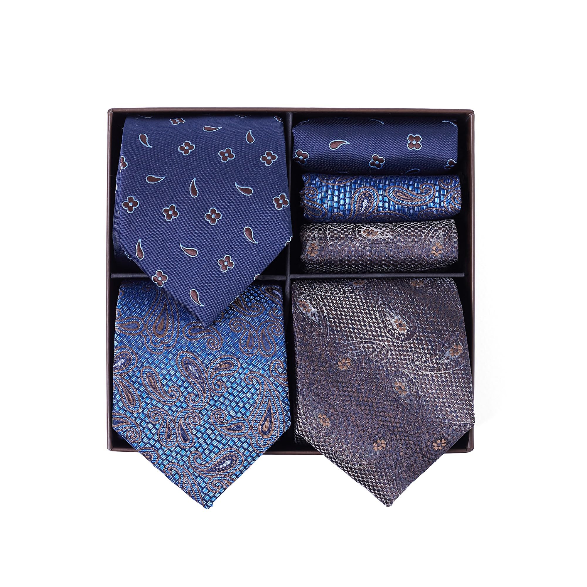 BRERA 67 corbatas de hombre y pañuelos de bolsillo, pack regalo 3 + 3, corbata y pañuelo traje hombre a juego, corbata pañuelo originales para boda