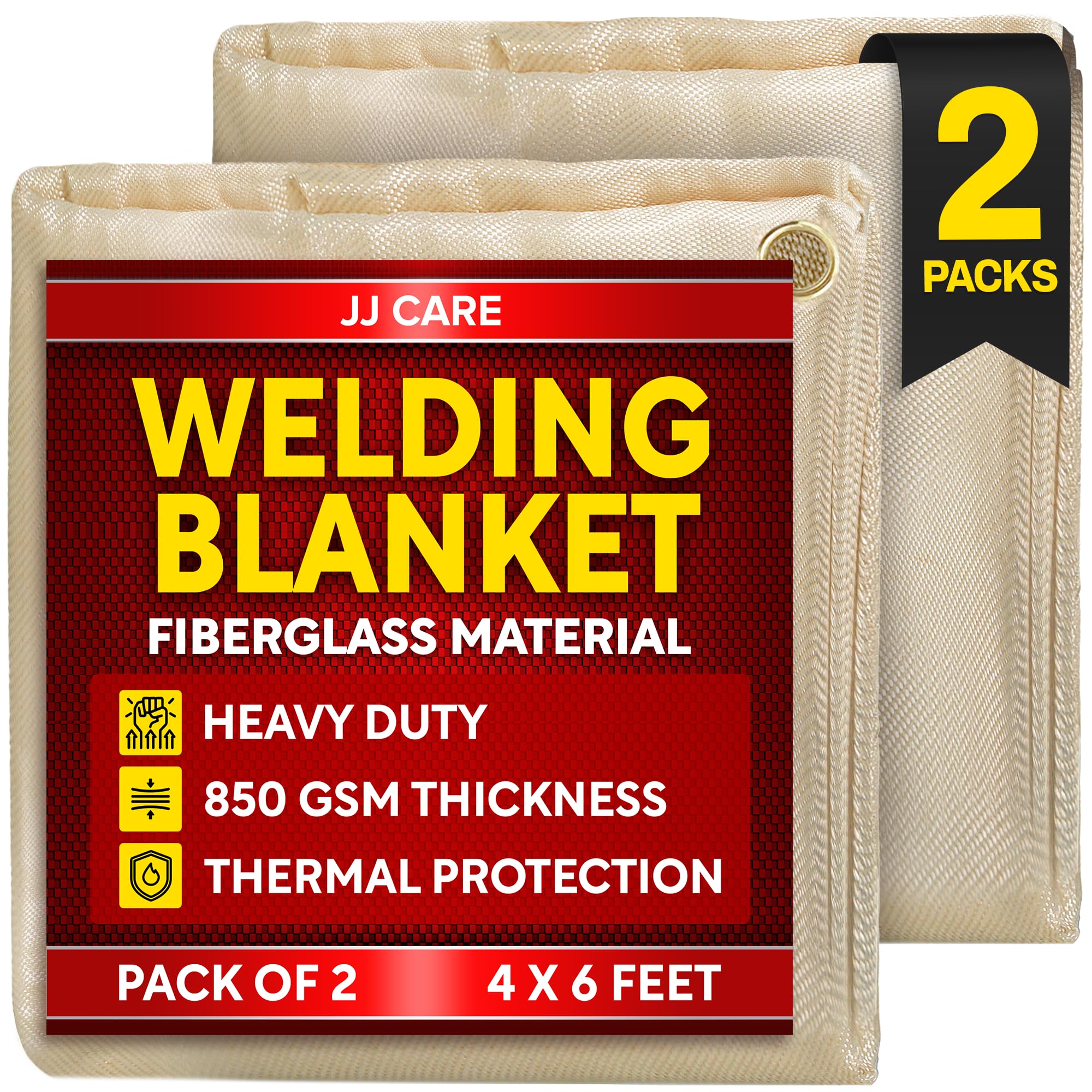 Schweißdecke 2 Stück, 1,8x2,4 M – Feuerfeste Fiberglas-Decke Bis 550°C Für Werkstatt, Grill & Camping