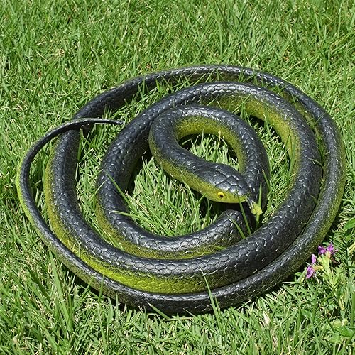 Miniatura 3 de Shyflpopo 4 piezas de serpientes de goma grandes realistas de serpiente falsa para accesorios de jardín para mantener alejados a los pájaros,