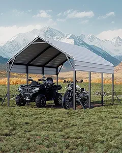 13'x16'x11' Metal Carport, Steel Heavy Duty Car Ports for All-Weather, for Cars, Motorcycles, ATV, or Boats, N.W. 500 Lbs
