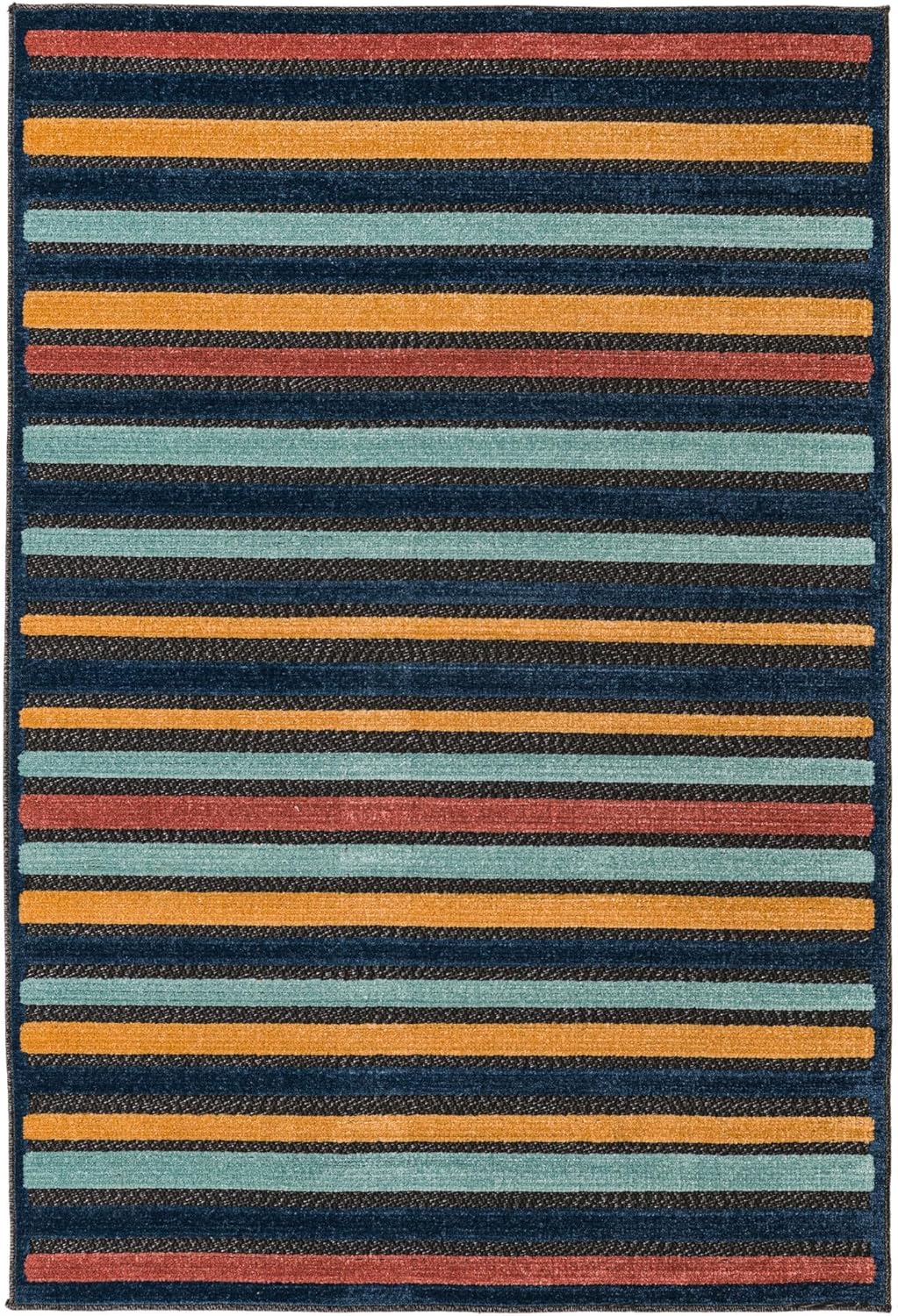 Unique Loom Belize Outdoor Collection Area Rug - Altun (3' 3" Round, Charcoal/ Light Blue)