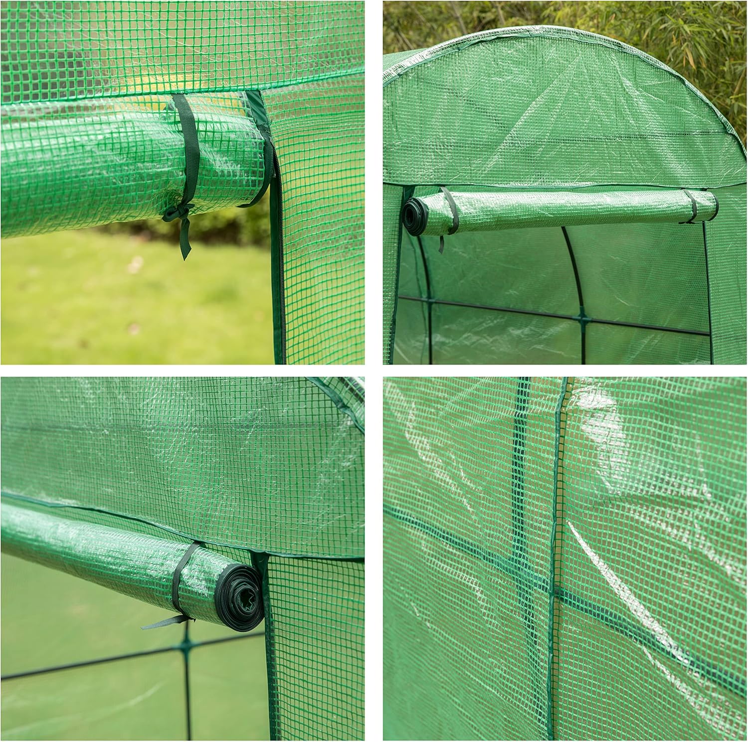 Gardenised 10 FT Green Outdoor Portable Garden Plant Walk-in Greenhouse Tunnel and Garden Plant Hot House with Roll-up Zipper Door Waterproof