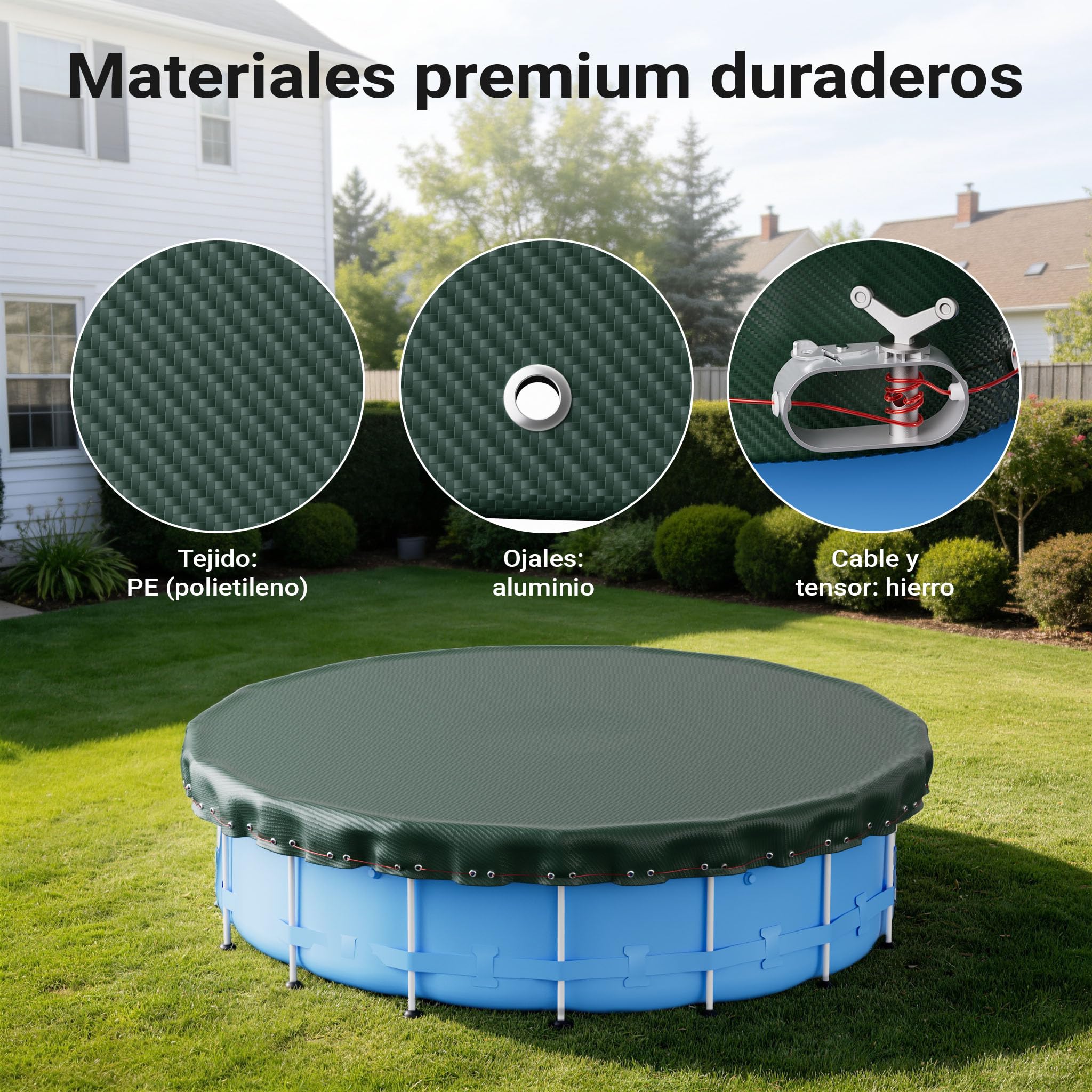 Wiltec Cubierta Solar Piscina Redonda Ø 460 cm Verano e Invierno Resistente a los Rayos UV cobertor