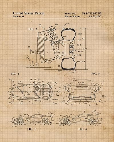 Miniatura 6 de Classic American Muscle Car Patent Prints, 6 (8x10) Unframed Photos, Wall Art Decor for Home Stingray Office Corvette Auto Garage Engineer School