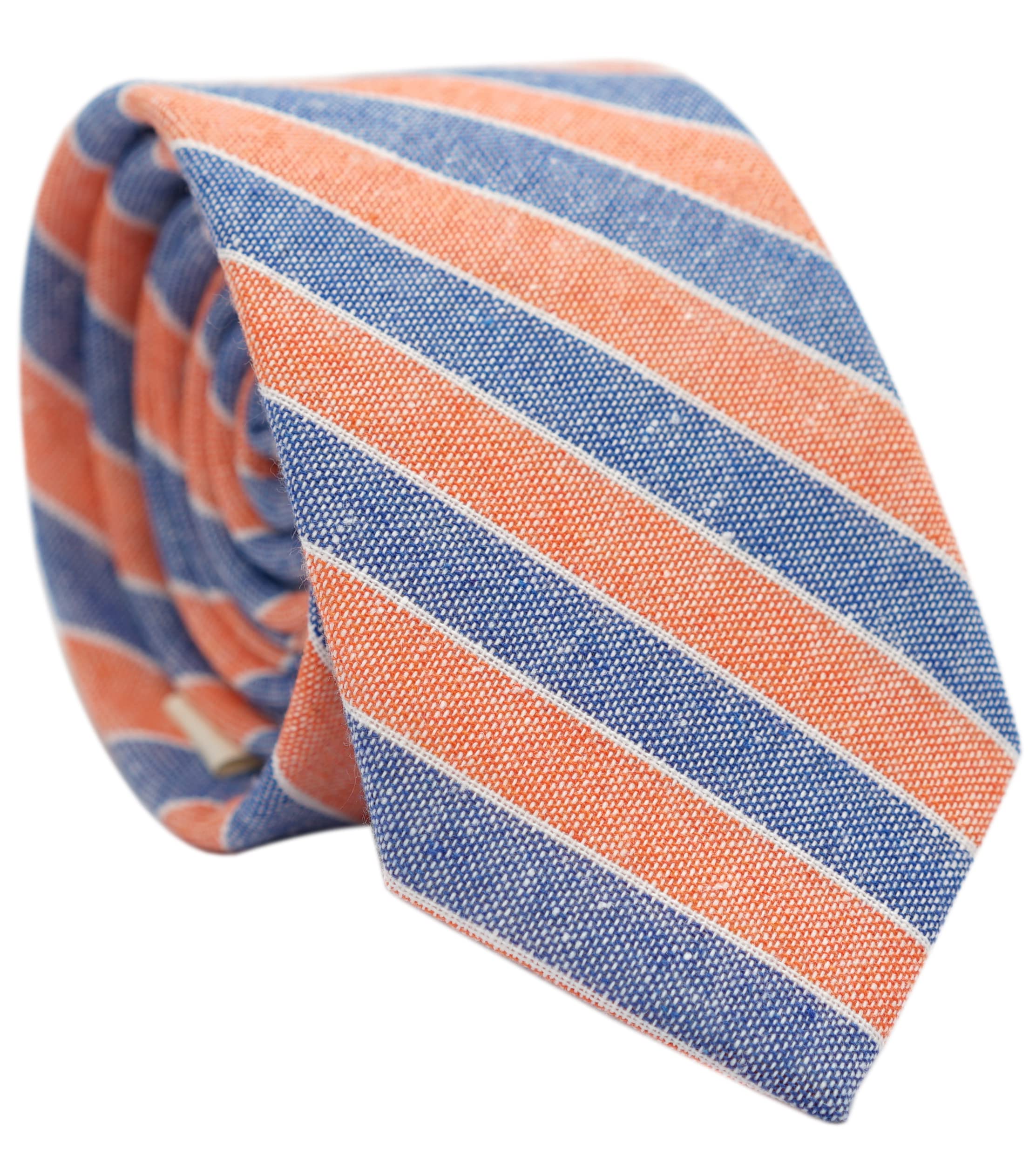 BELLUNO 2.5 inch Skinny Ties for Men, Solid Cotton Linen Neckties