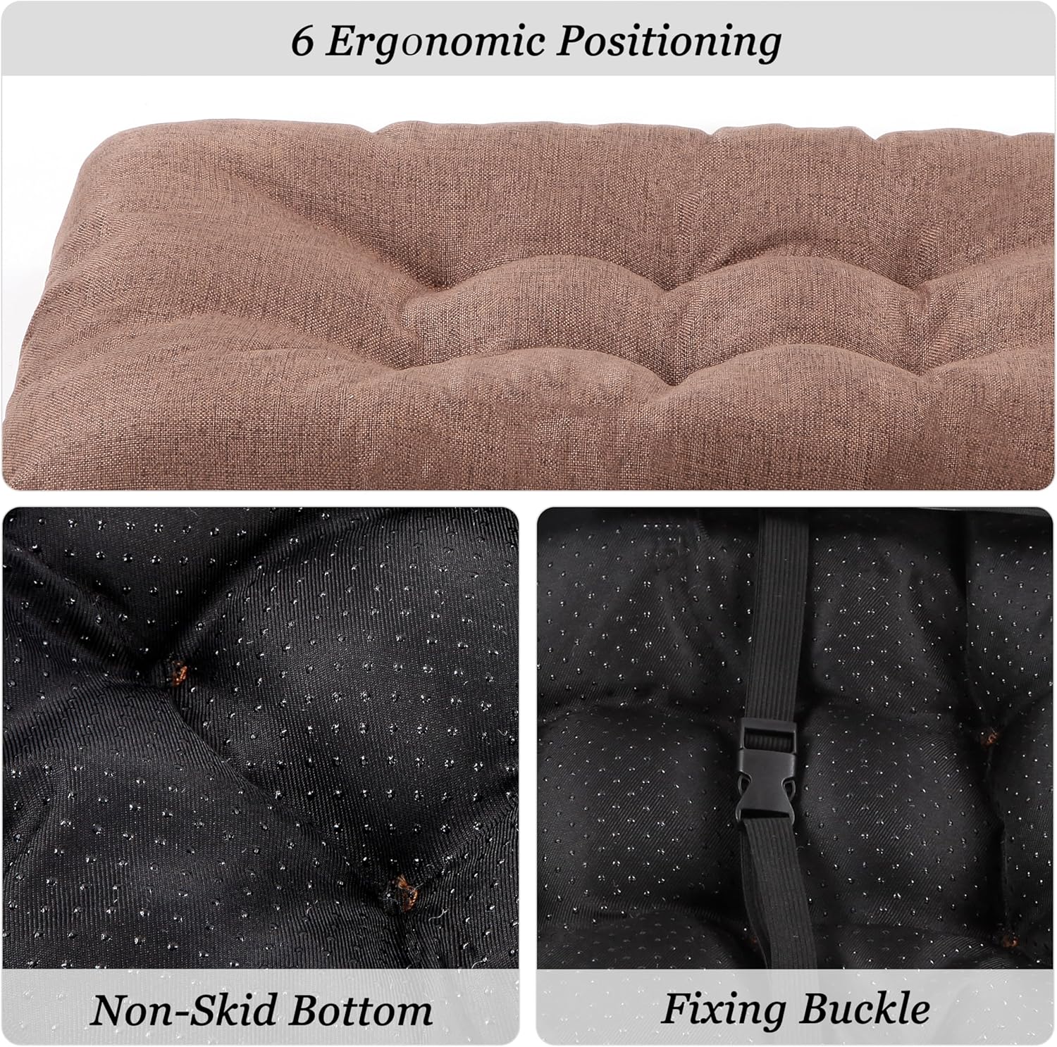 Rectangular Stool Cushion Set of 4, Soft Saddle Stool Cushions with Ties, Nonslip and Washable, Brown, 18 x 10.5 x 4 Inch