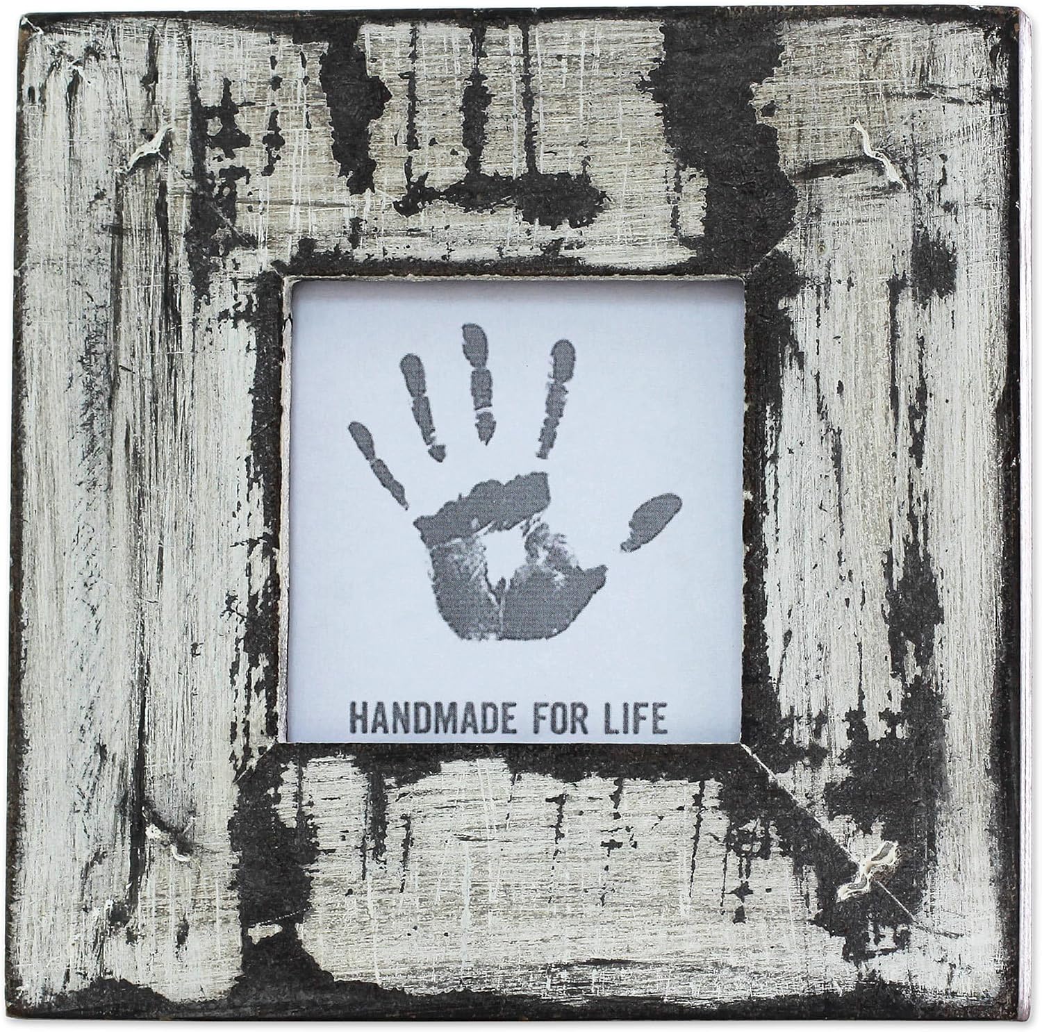 NOVICA Bohemian Glass and Wood Frame, White, 3X3, 'Rustic White'