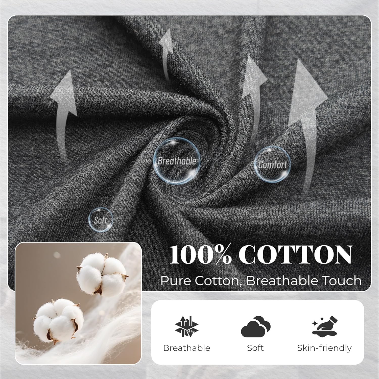 U2SKIIN Mens Cotton Pajama Set, Soft Long Sleeve Pajamas for men Lightweight Button Up Sleepwear Lounge Pjs Set with Pockets - Image 3