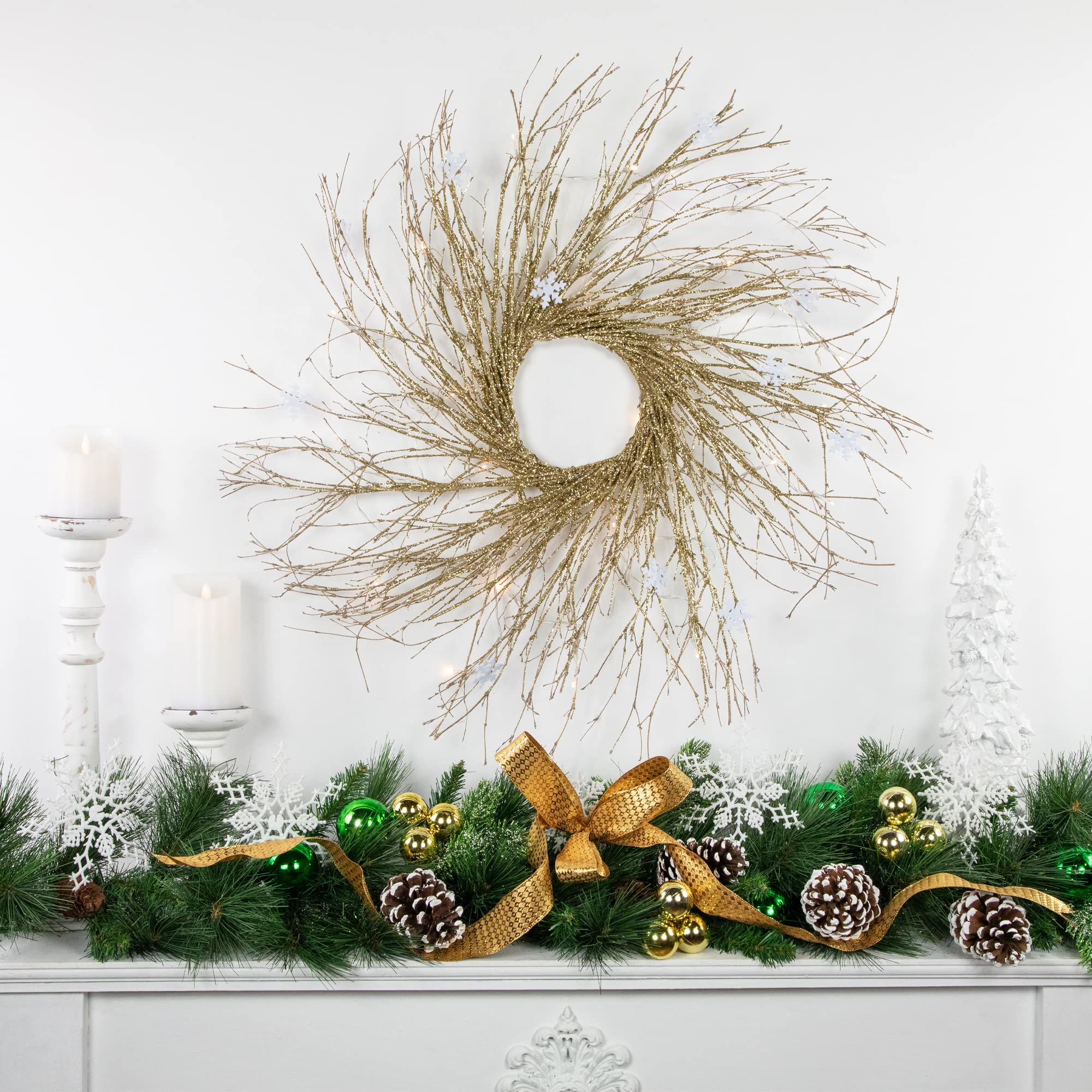 Silver and Clear Beaded Artificial Christmas Wreath - 20-Inch, Unlit