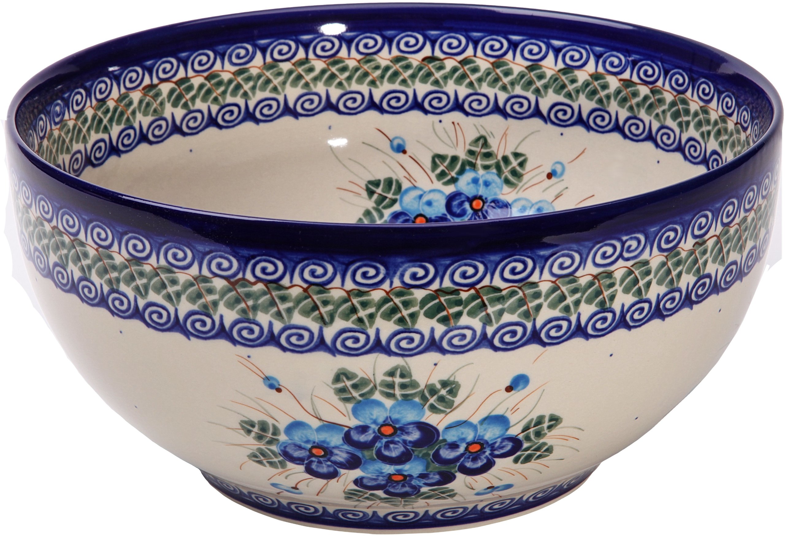 0411/162, Bowl 23, 10 Cups, Royal Blue Patterns with Blue Pansy Flower Motif