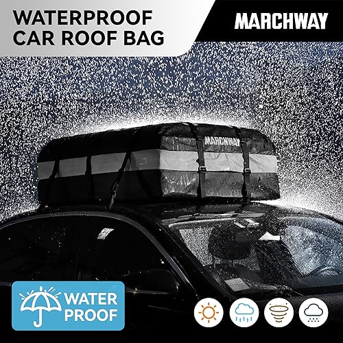 Miniatura 2 de MARCHWAY Bolsa de equipaje impermeable para techo de automóvil, resistente a la intemperie, bolsa de transporte de carga para vehículos con o sin