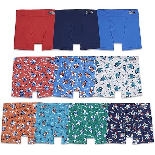 Fruit of the Loom boys And Toddler Boxer Briefs, Tag Free & Breathable Underwear, Assorted Color Multipacks