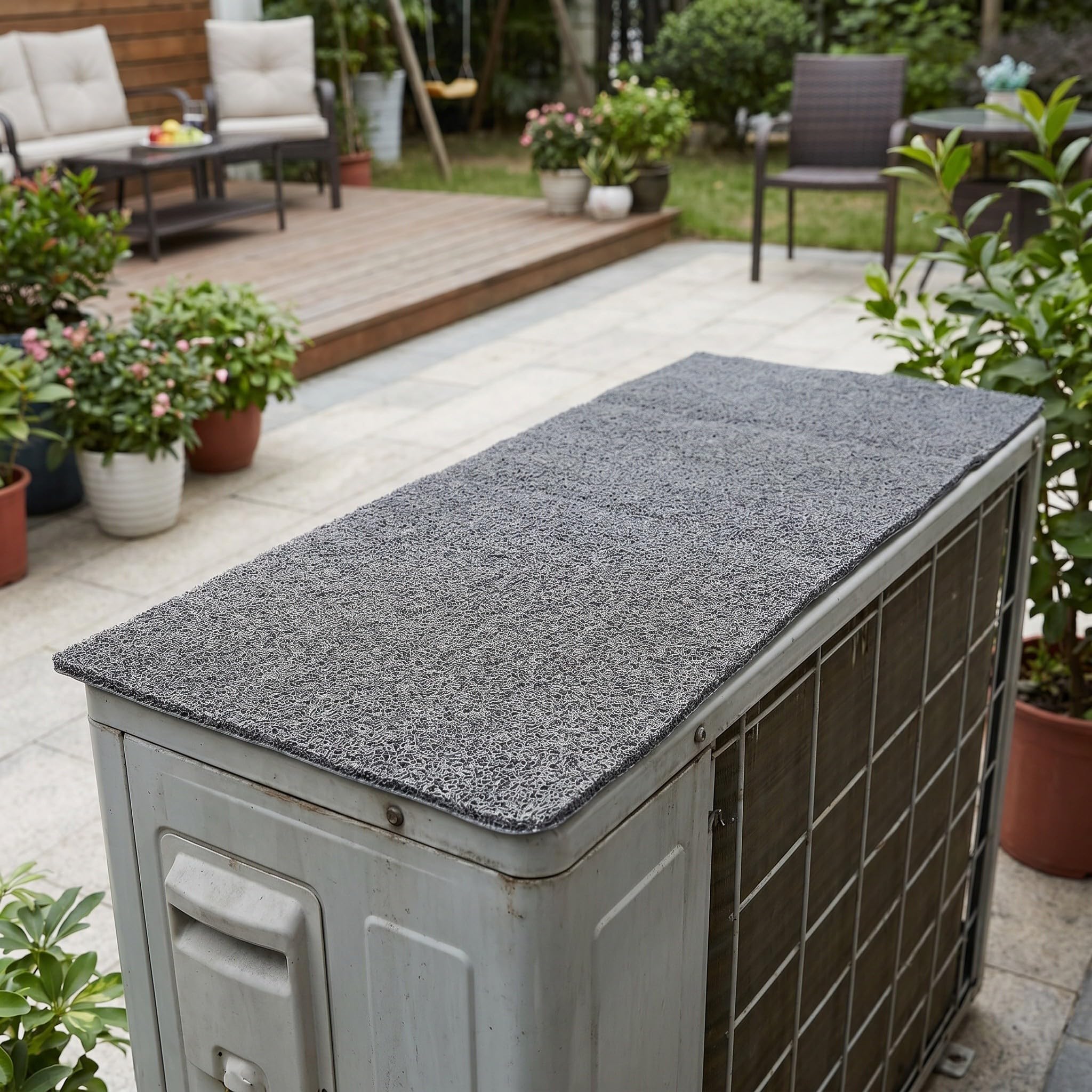 Kisangel Protector Aire Acondicionado Exterior Diseño Space-efficient y Goma Suave Adecuado para Celebracion Verano en Balcones y Espacios Estrechos