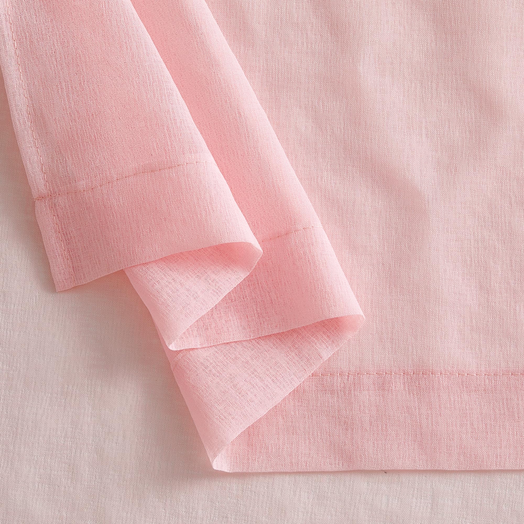 PONY DANCE Tende Trasparenti per Interni Voile Curtains Corte per Cucina Filtraggio Luce Morbida Tende per Salotto Moderne con Fettuccia 2 Pezzi L 140 x A 160 cm, Rosa Chiaro