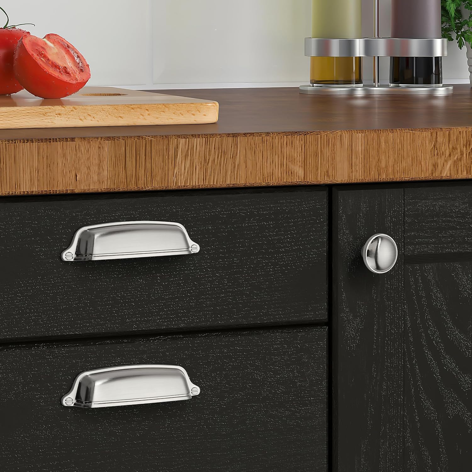 6 Pack 3-3/4 inch (96mm) Brushed Satin Nickel Cabinet Cup Pulls Drawer Pulls Kitchen Hardware Cabinet Handles Drawer Handles Knobs Cup Pull.