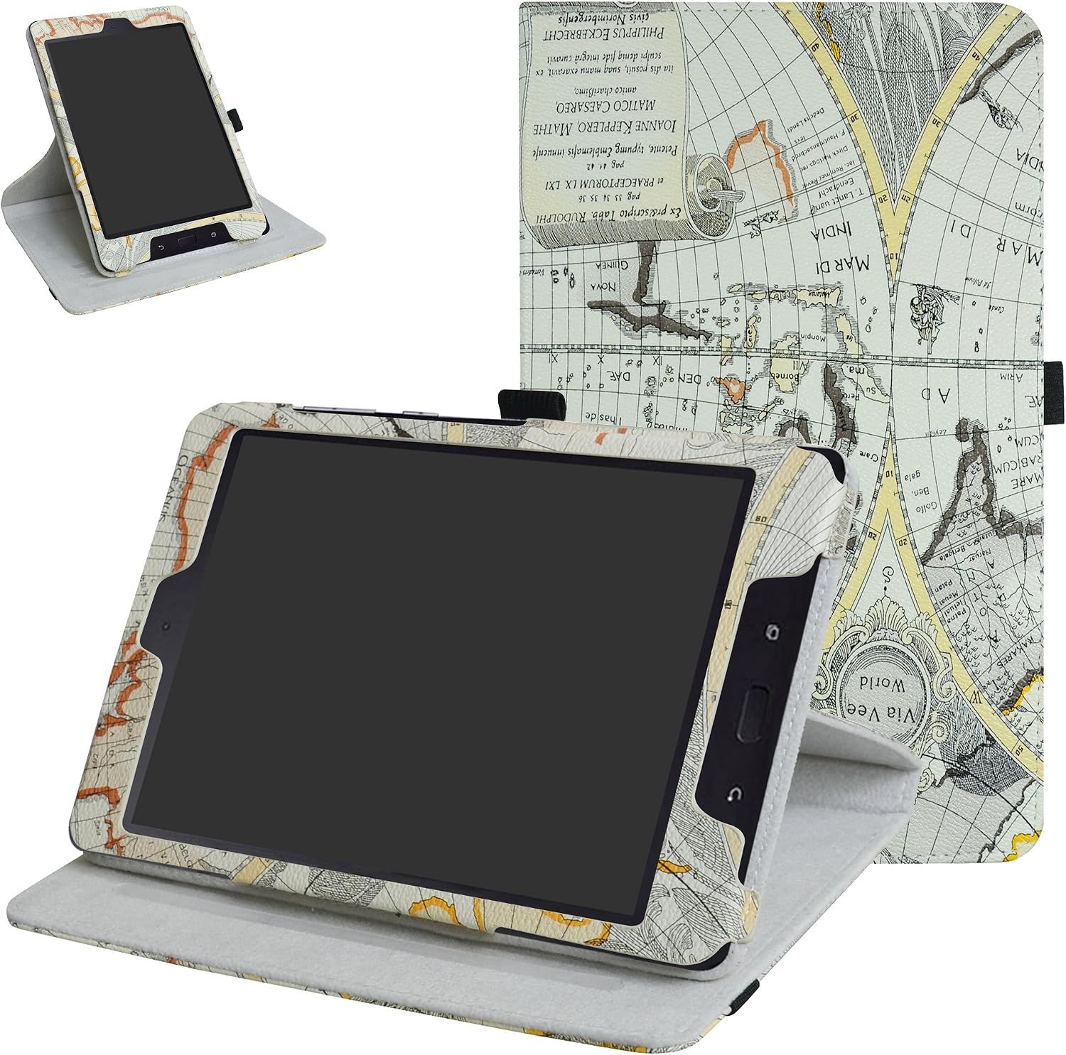 ZenPad Z8s ZT582KL / Z8 ZT582KL-VZ1 Rotating Case,Mama Mouth 360 Degree Rotary Stand with Cute Pattern Cover for 7.9" Asus ZenPad Z8s ZT582KL / Z8 ZT582KL-VZ1 Android 7.0 Tablet,Map White