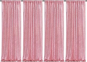 Sequin Backdrop 4 Pcs 2ftx8ft Glitter Blush Pink Party Backdrop Curtain ...
