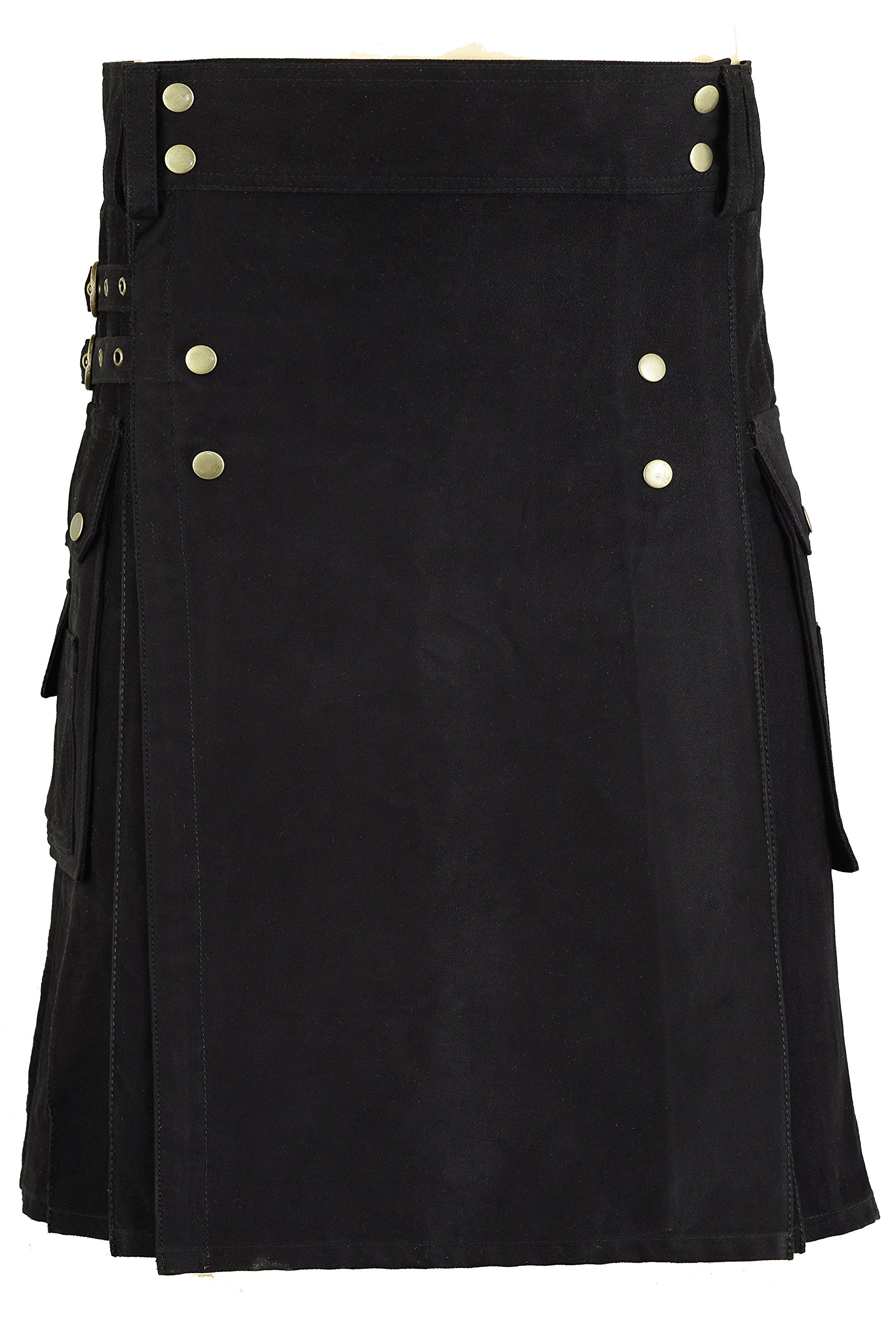 Mens Scottish Cotton Deluxe Kilt Black Tartan 8 Yards