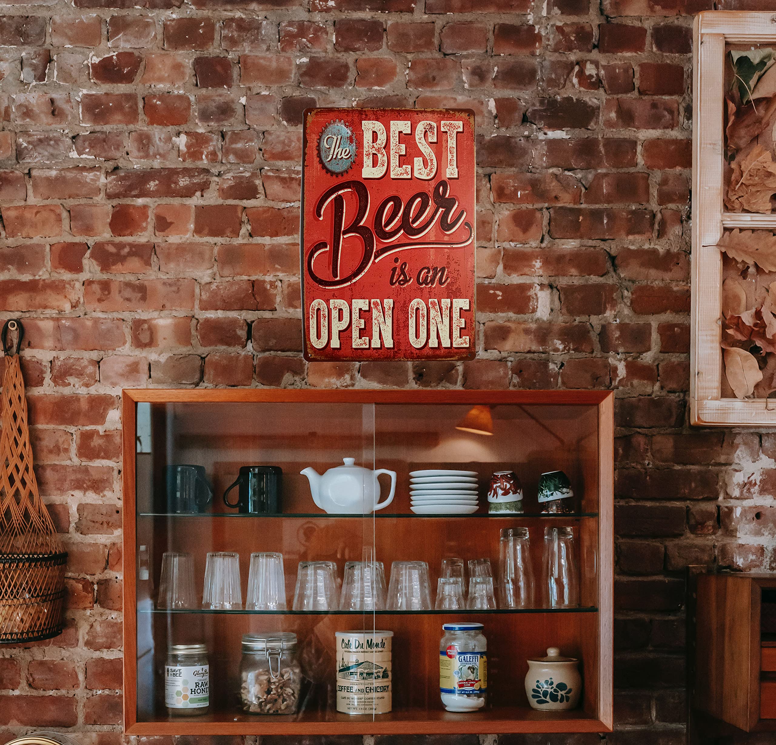 Retro metalen bierbord - BIER Hier Geserveerd! - als bardecoratie voor feestkelders - pubbardecoratie voor vaste tafels - cadeau voor bierliefhebbers - België
