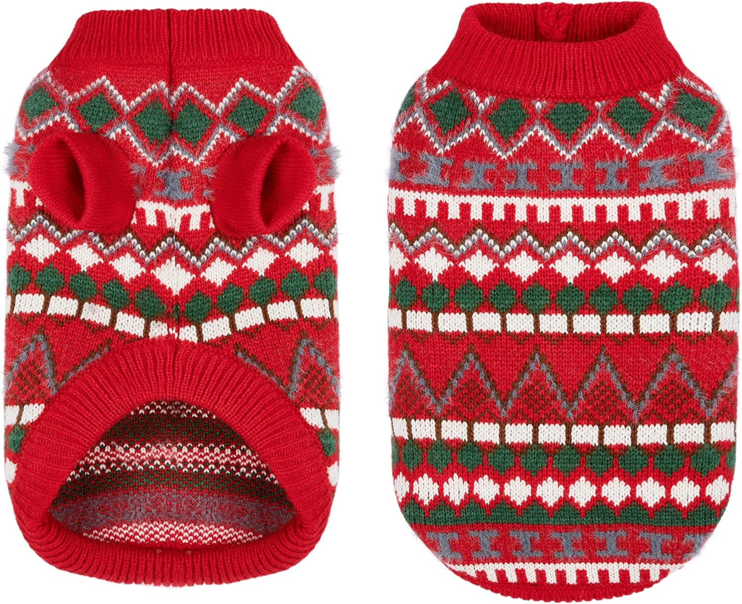 Soft Warm Knitted Cat & Dog Sweater - Classic Thick Pet Pullover for Winter - Plaid Small/Medium for Girl/Boy Puppy & Kitten