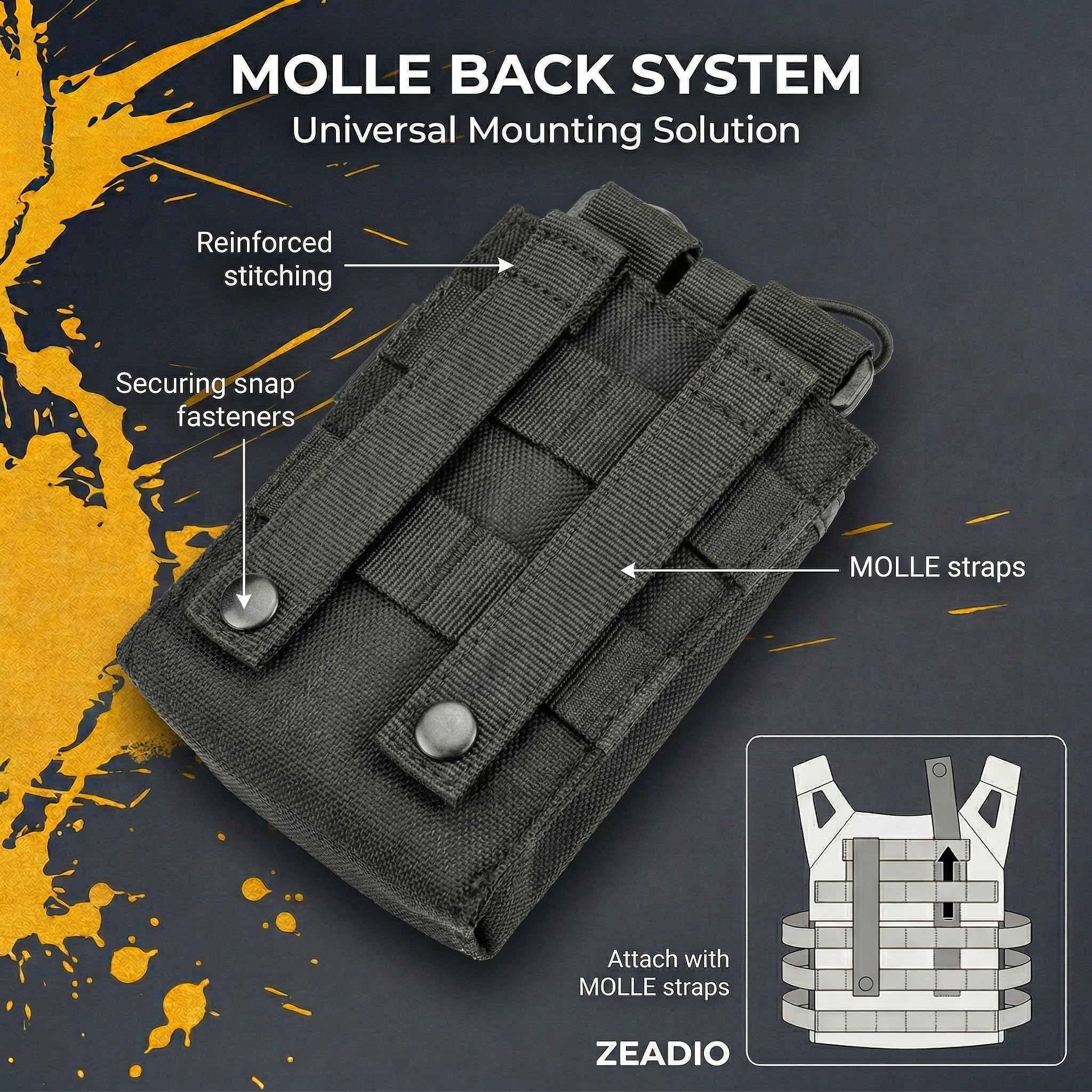Zeadio Holster pour Radio bidirectionnelle Multi-Positions, Pochette Universelle Talkie-walkie avec bandoulière réglable, Support de Radio Robuste avec Boucle à dégagement Rapide (Lot de 6)