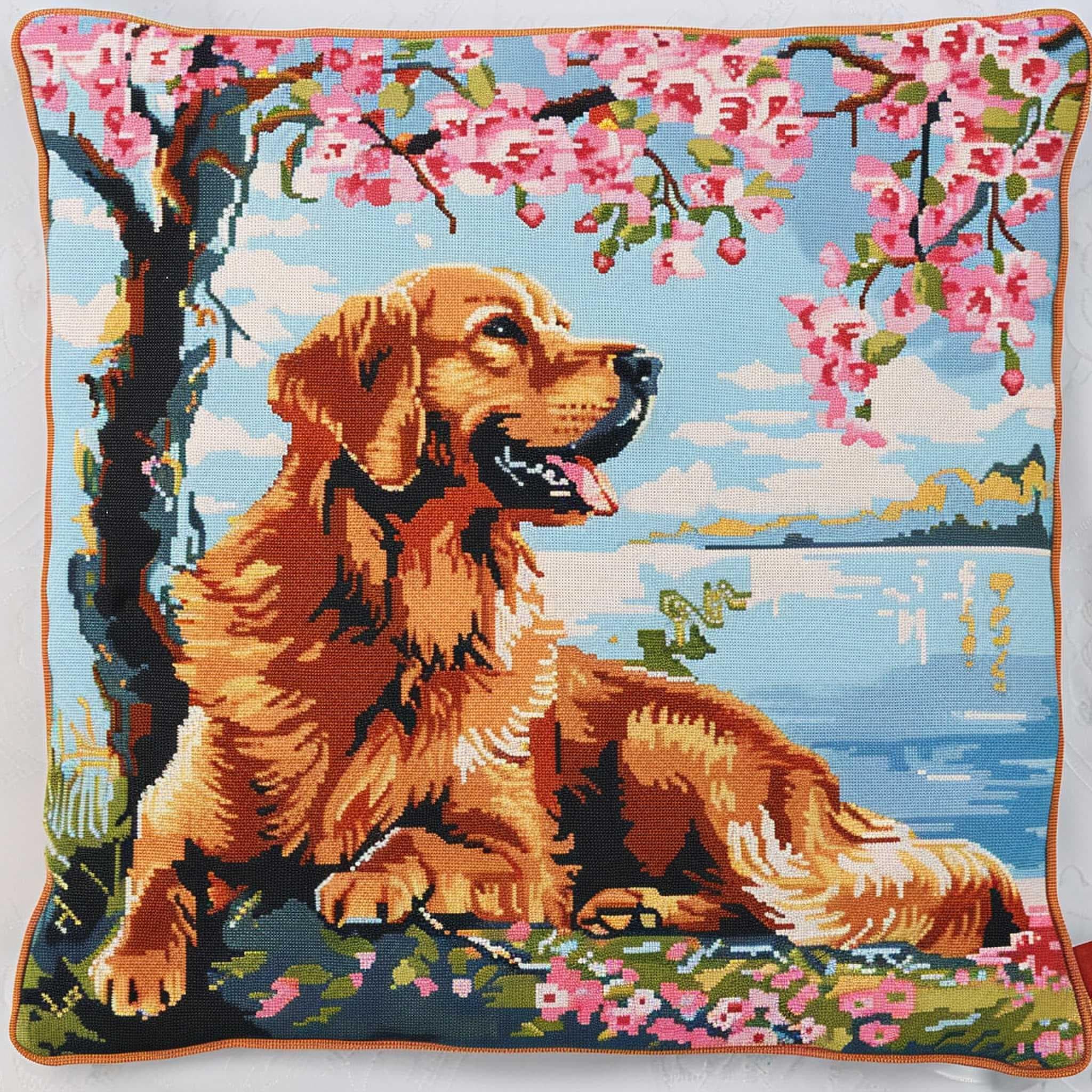 WallustrioaW Latch Hook Pillowcase Embroidery Kit,Dogs and Flowers
