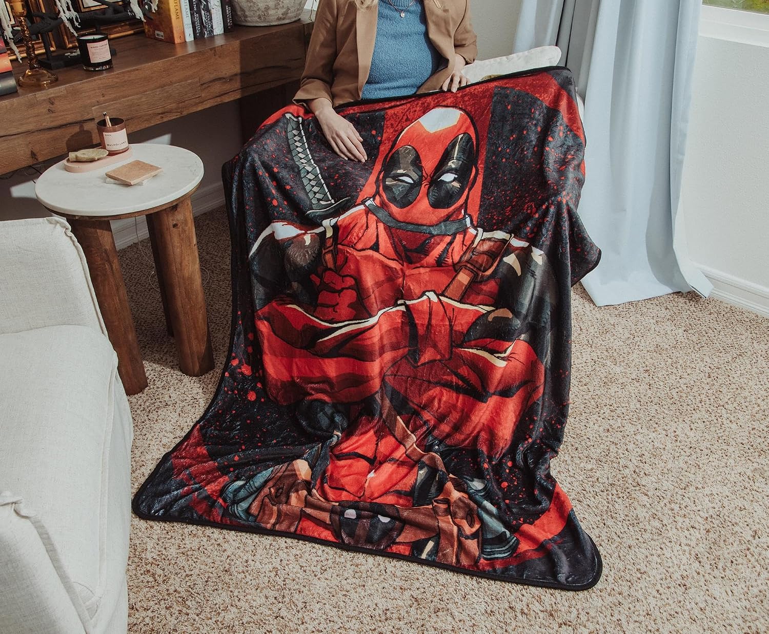 Marvel Bazillion Dreams Deadpool Tough Guy Fleece Softest Comfy Throw Blanket for Adults & Kids| Measures 60 x 45 Inches