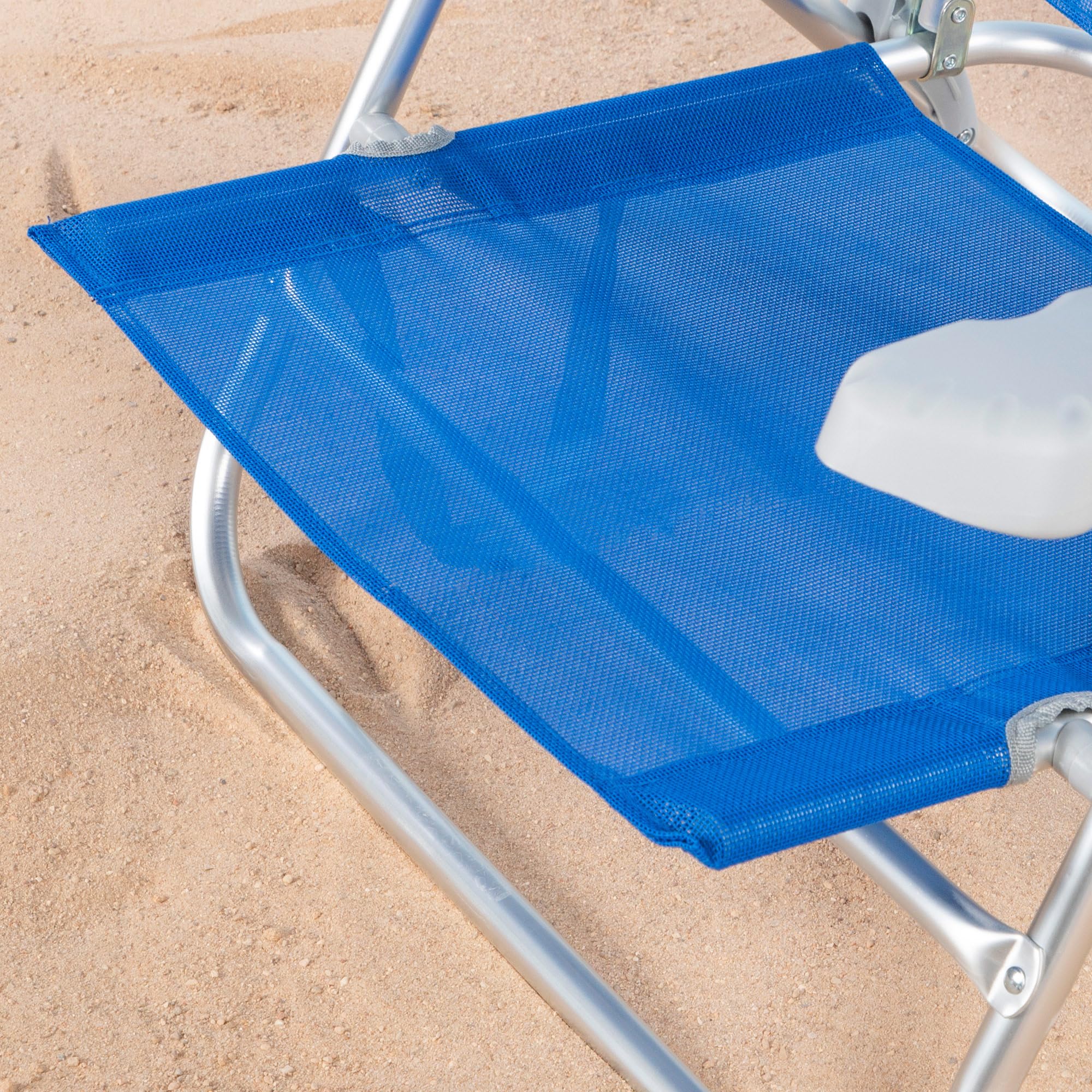 AKTIVE Pack 2 sillas Playa Plegables, Respaldo 8 Posiciones, Convertibles en Tumbona, 47x49x82 cm, De Aluminio y textileno, con cojín Acolchado y Asas de Mano, Máx. 110 kg, Azul (85443)