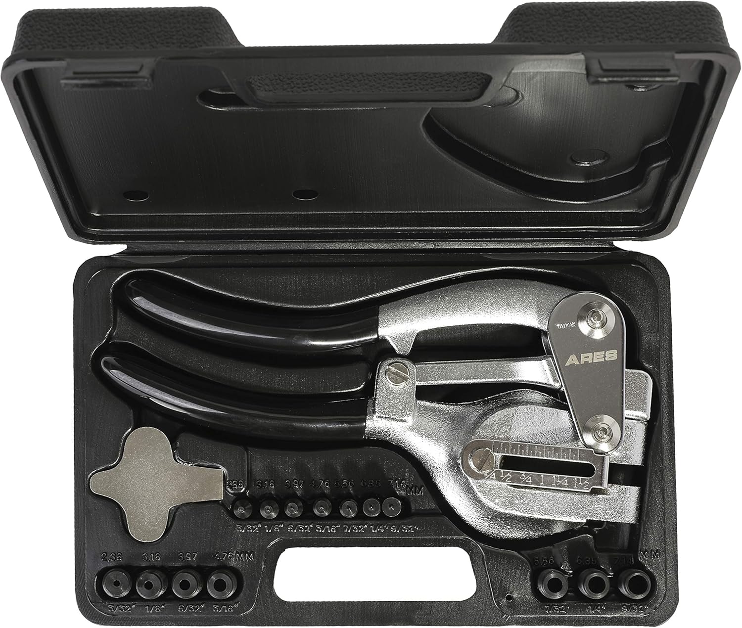 ARES 10005 - Metal Hole Punch Set - 3/32-Inch to 9/32-Inch Punches and Dies Included - For Aluminum, Brass, and Steel Sheet Metal and More - - 