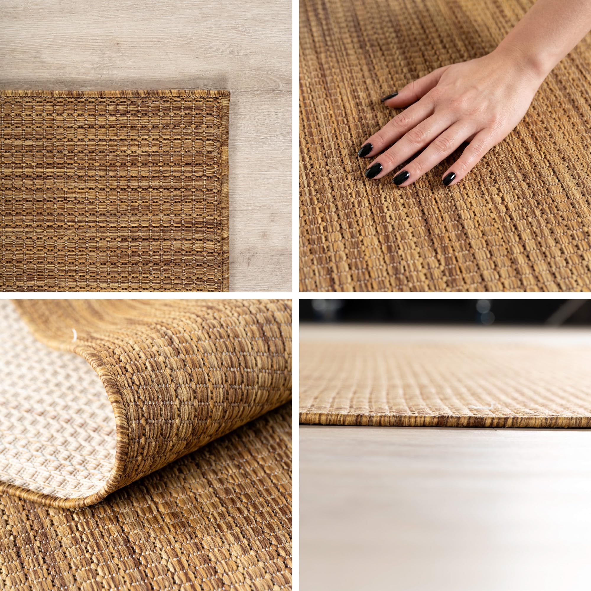 SIMPEX Alfombra Exterior Marrón 60x100 cm Balcón Terraza Jardín Resistente a la Intemperie UV Resistente Pequeña Lisa Tejido Plano Fácil de Limpiar Resistente Moderna