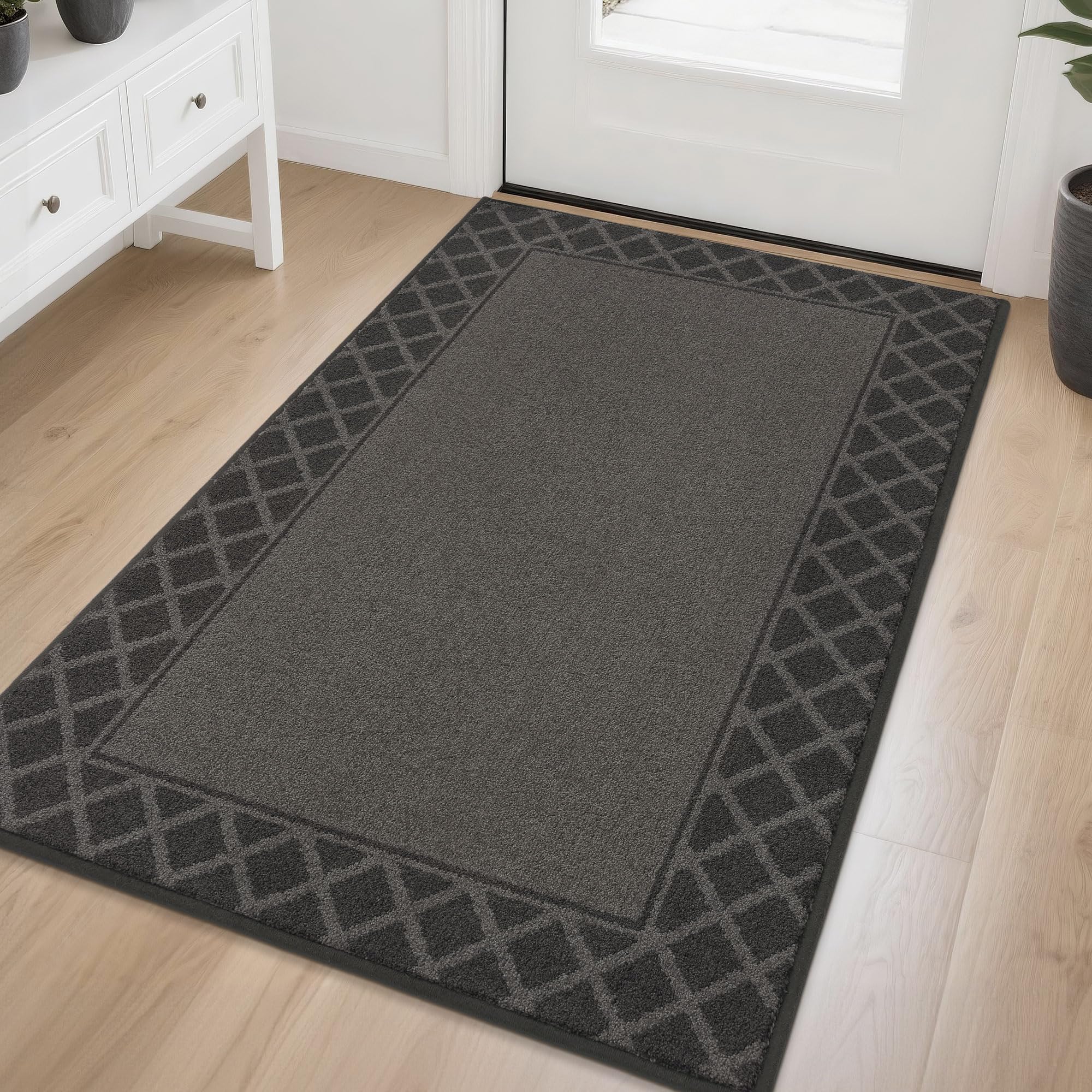 BEQHAUSE Schmutzfangmatte, TPR rutschfest, Polyester, Schwarz, 90x150cm