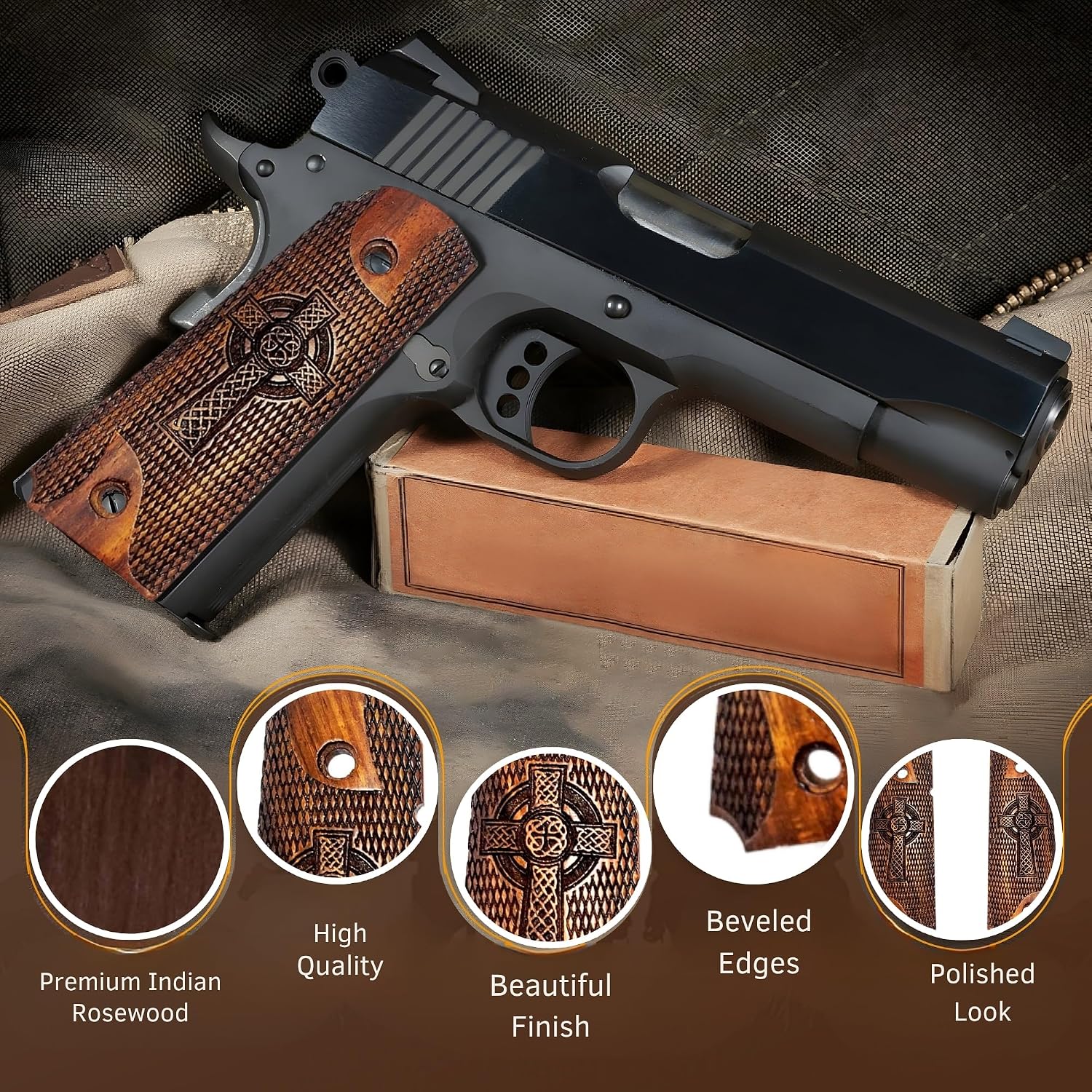 WWII US M1911 / 1911 .45 Wooden Grips - Reproduction