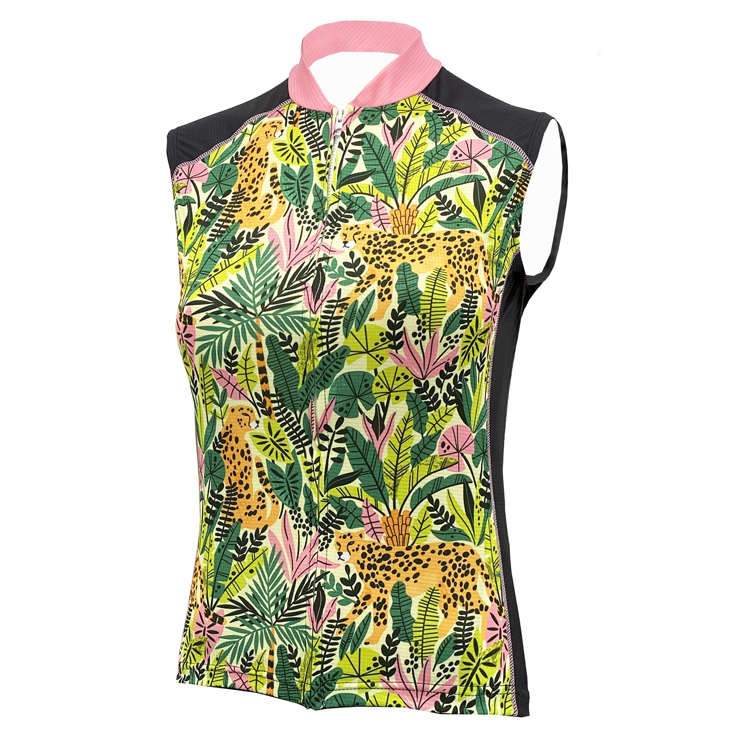 Cheetah Women's Cycling Jersey - Sleeveless Bike Shirt for Biking and Road Riding (as1, Alpha, x_l, Regular, Regular) Pink