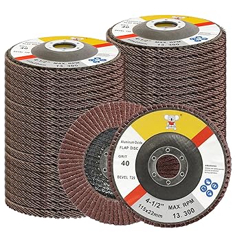 40 PCS Flap Discs 4 1/2 for Angle Grinder 40 60 80 120 Grit Sanding Disc Aluminum Oxide Abrasive Grinding Wheel Type 29