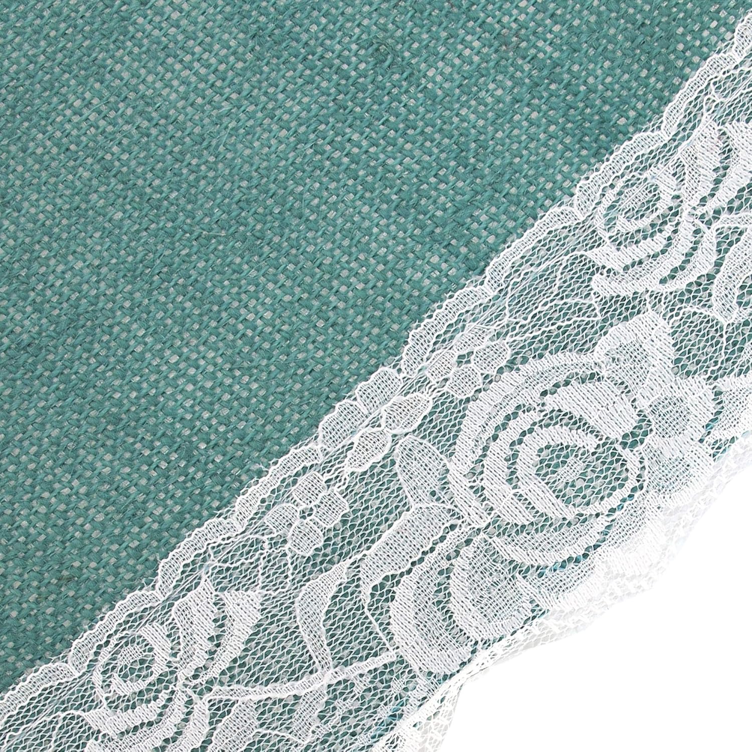 BambooMN Steel Blue 15" x 88" Vintage Lace Burlap Table Runner for Rustic Wedding Bridal Shower Bachelorette Graduation Party Table Home Decor Decorations, 6 Pieces