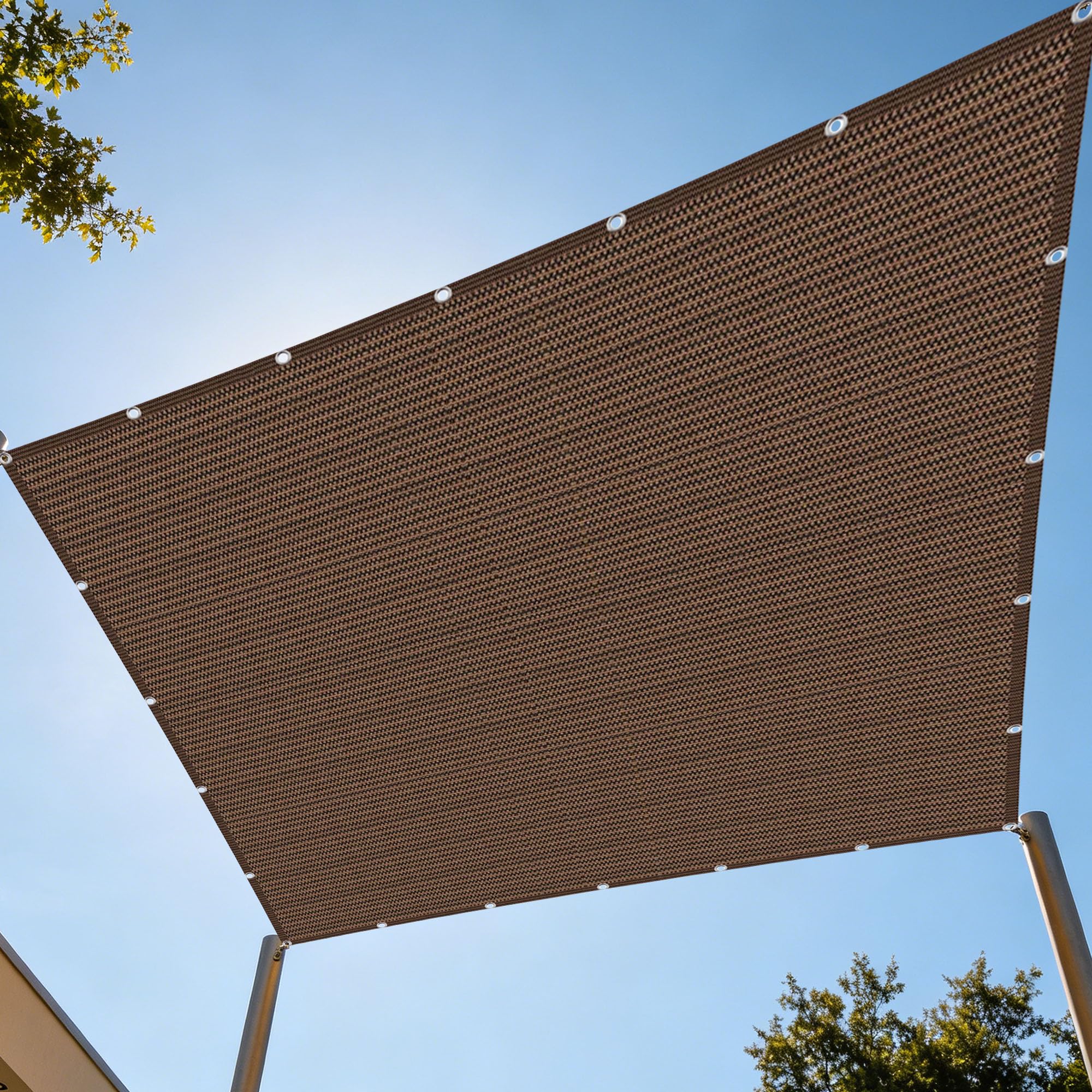 Voile d'ombrage pour serre et pergola filet marron ventilé 1,7 x 2,3 m avec œillets
