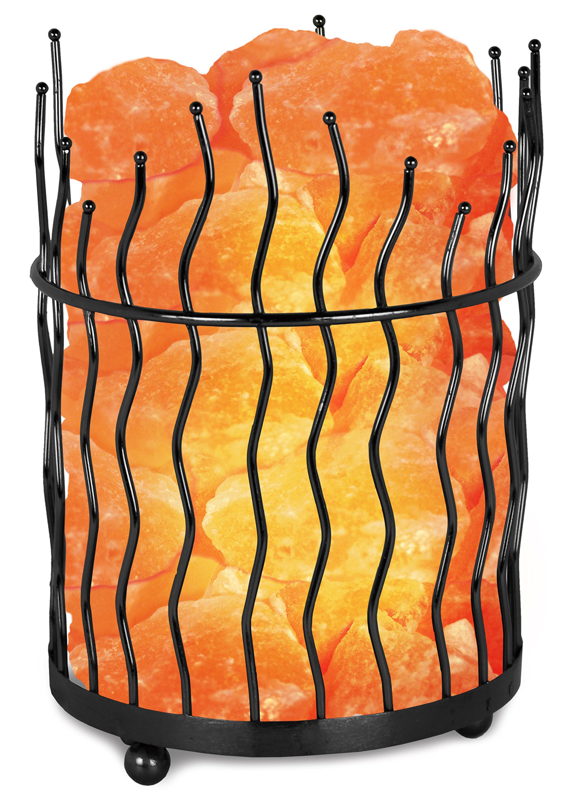 Himalayan Glow Pillar-Style Salt Basket Lamp with Natural Salt Chunks — product photo