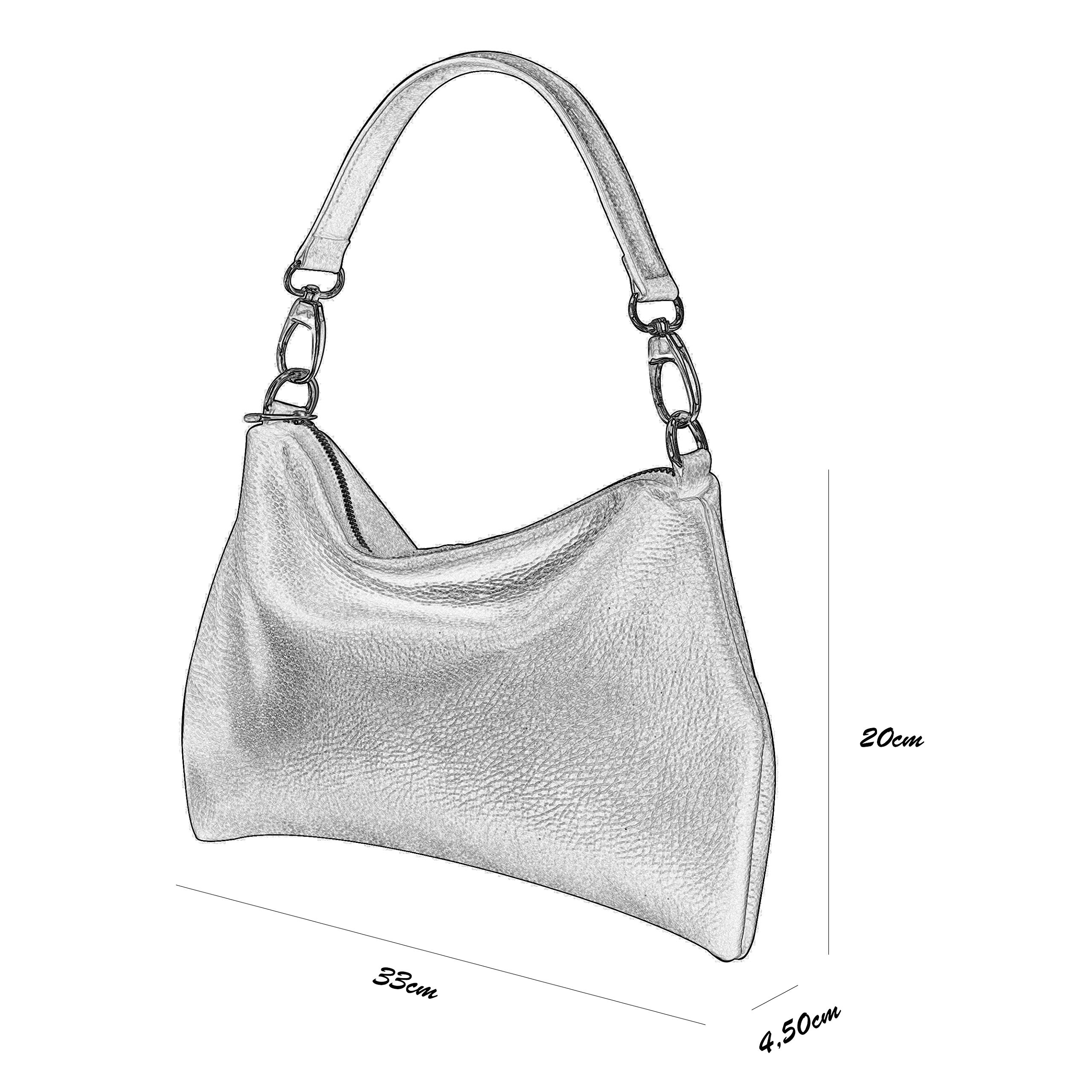 SH Leder Lovelin G393 - Borsa a tracolla in vera pelle, con chiusura lampo, 33 x 20 cm