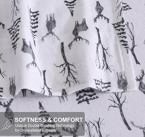 Vista 161 de RUVANTI Sábanas de franela 100% algodón King 4 piezas Celestial Stag Ciervo celestial
