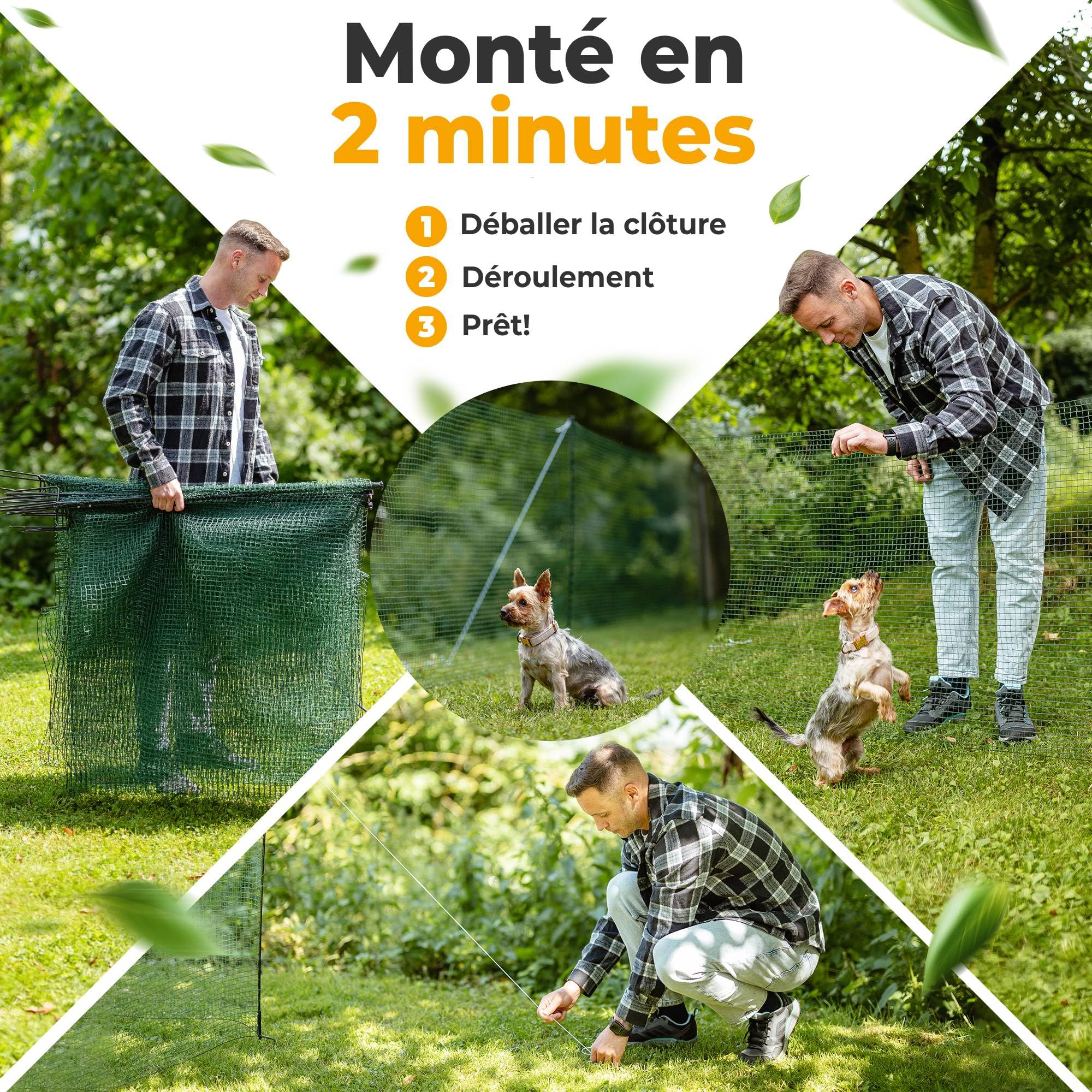NATURIZ® filet poule en 15m / 20m / 25m x 90cm - cloture jardin exterieur extrêmement stable, sans électricité, vert (20m)
